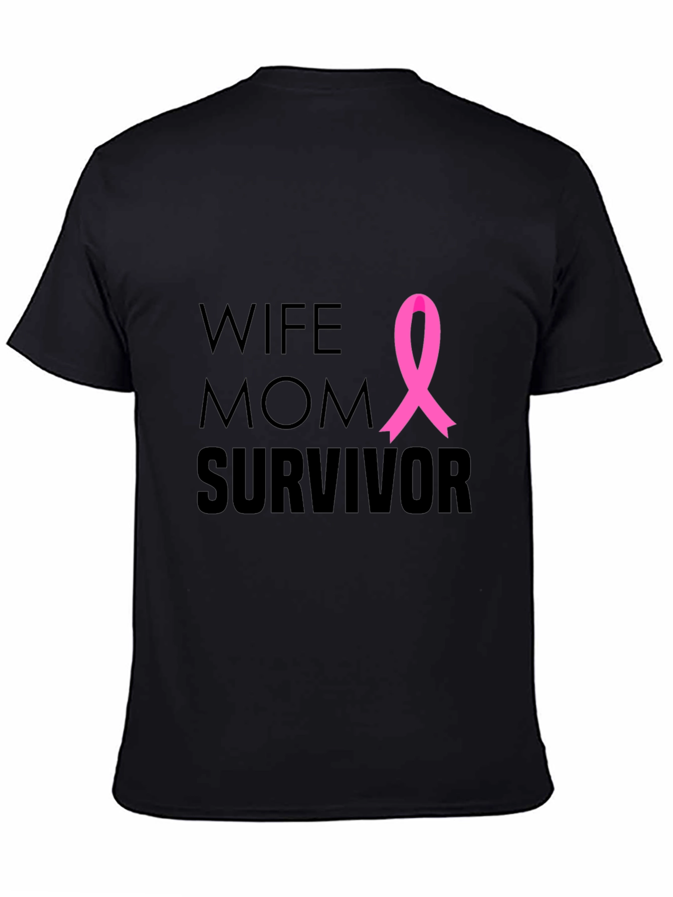 Black Wife Mom Survivor Breast Cancer Awareness T-Shirt view 4