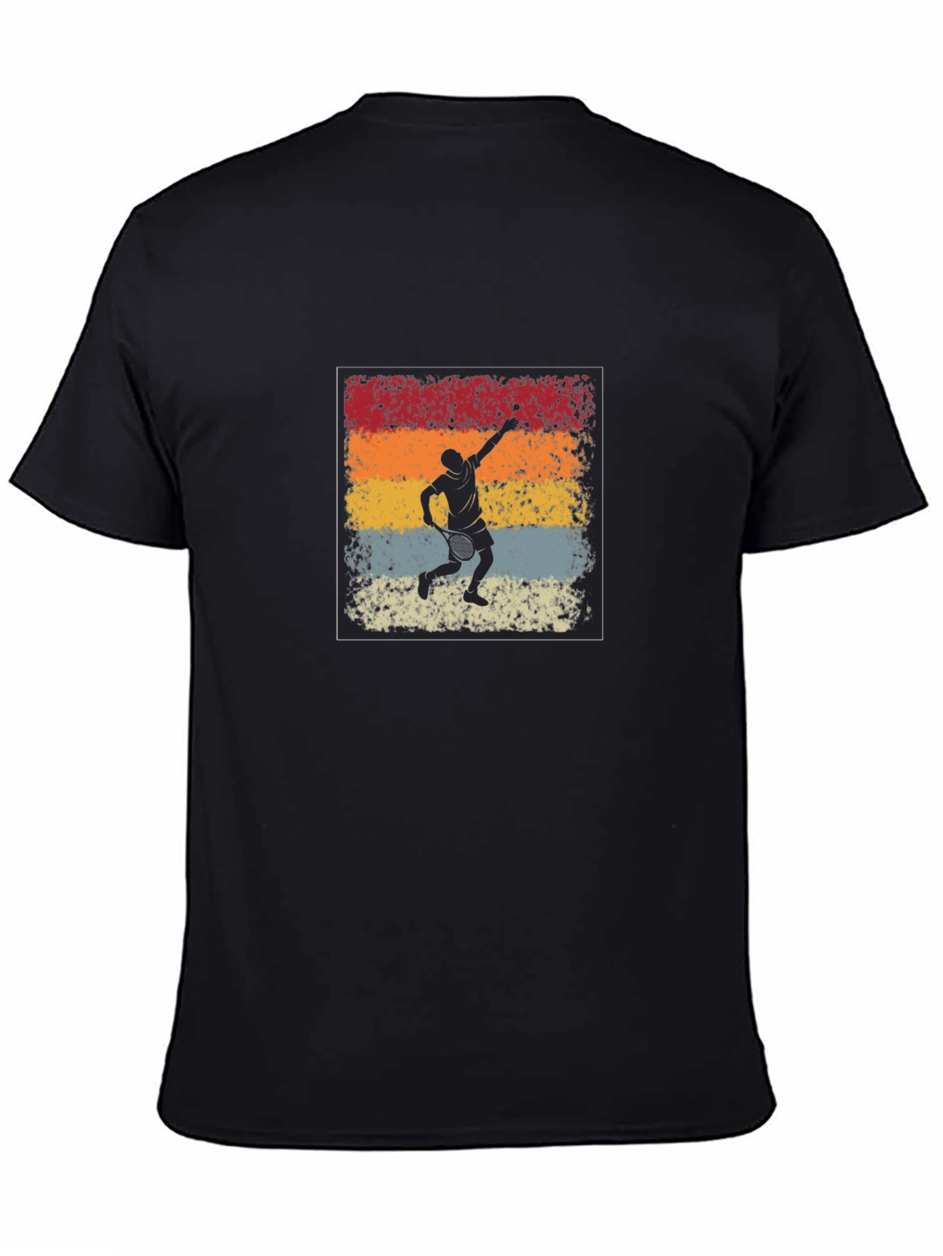 Black Retro Tennis Player Graphic T-Shirt view 4