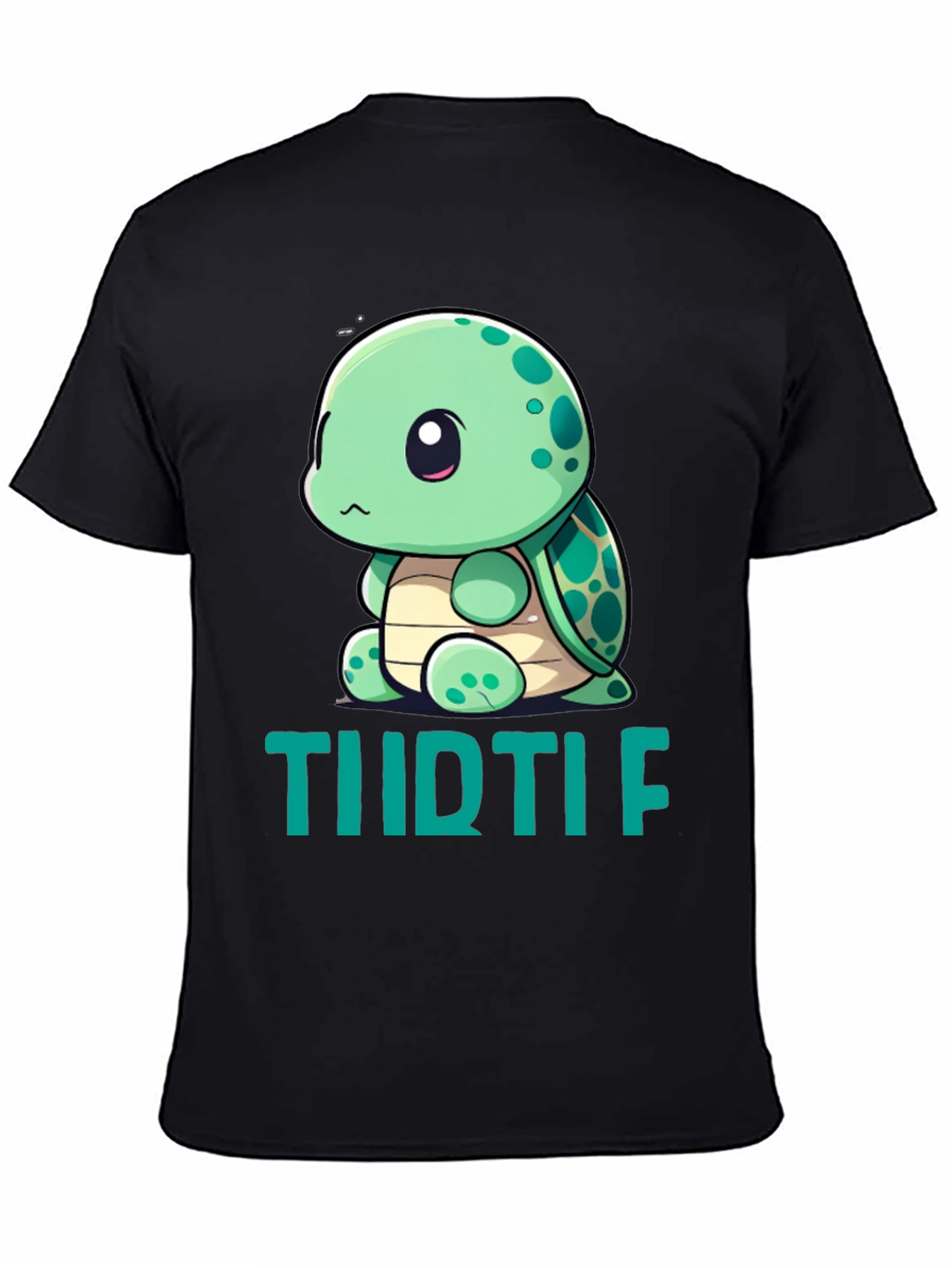 Black Cute Turtle Graphic T-Shirt - Men's Black Tee view 4