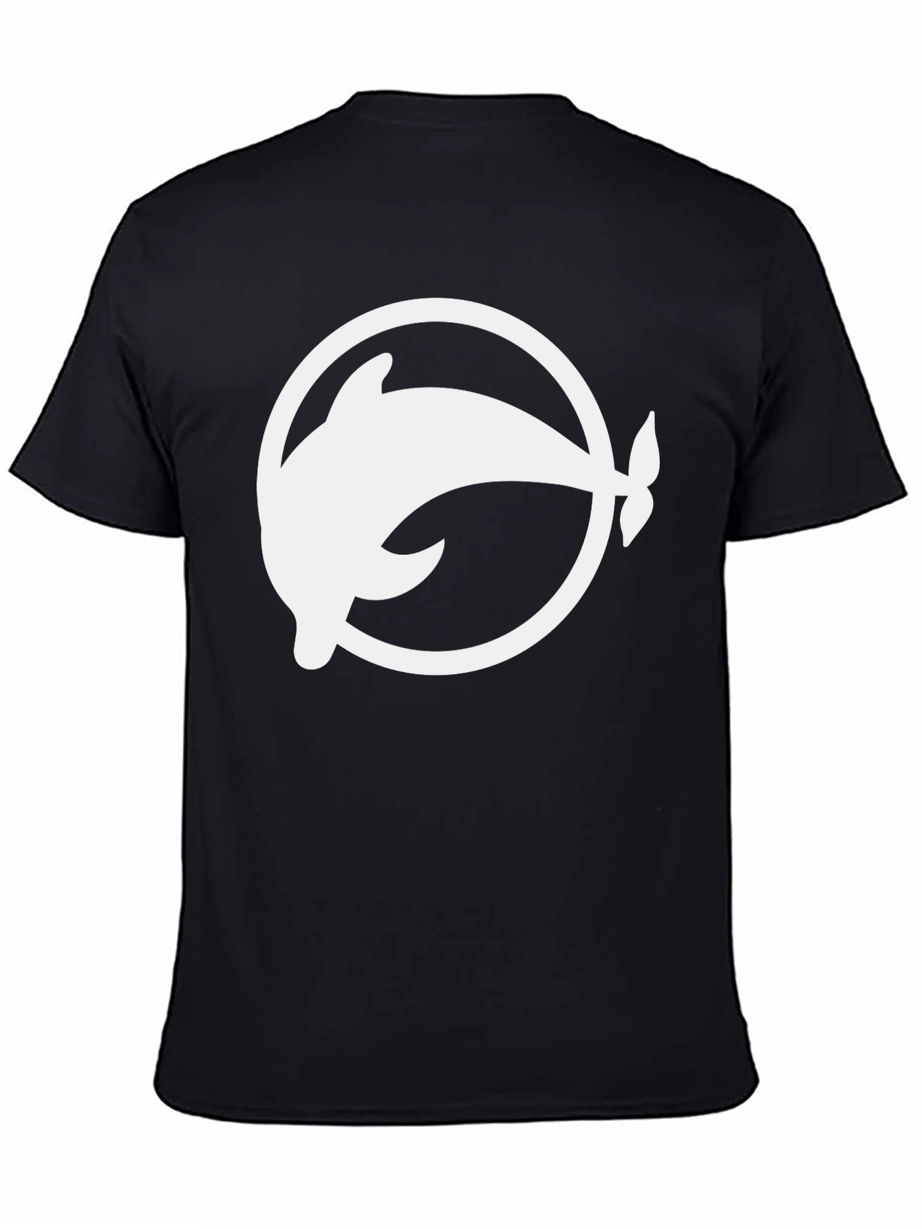 Black Dolphin Circle Graphic Tee - Stylish Black Cotton Blend T-Shirt view 4