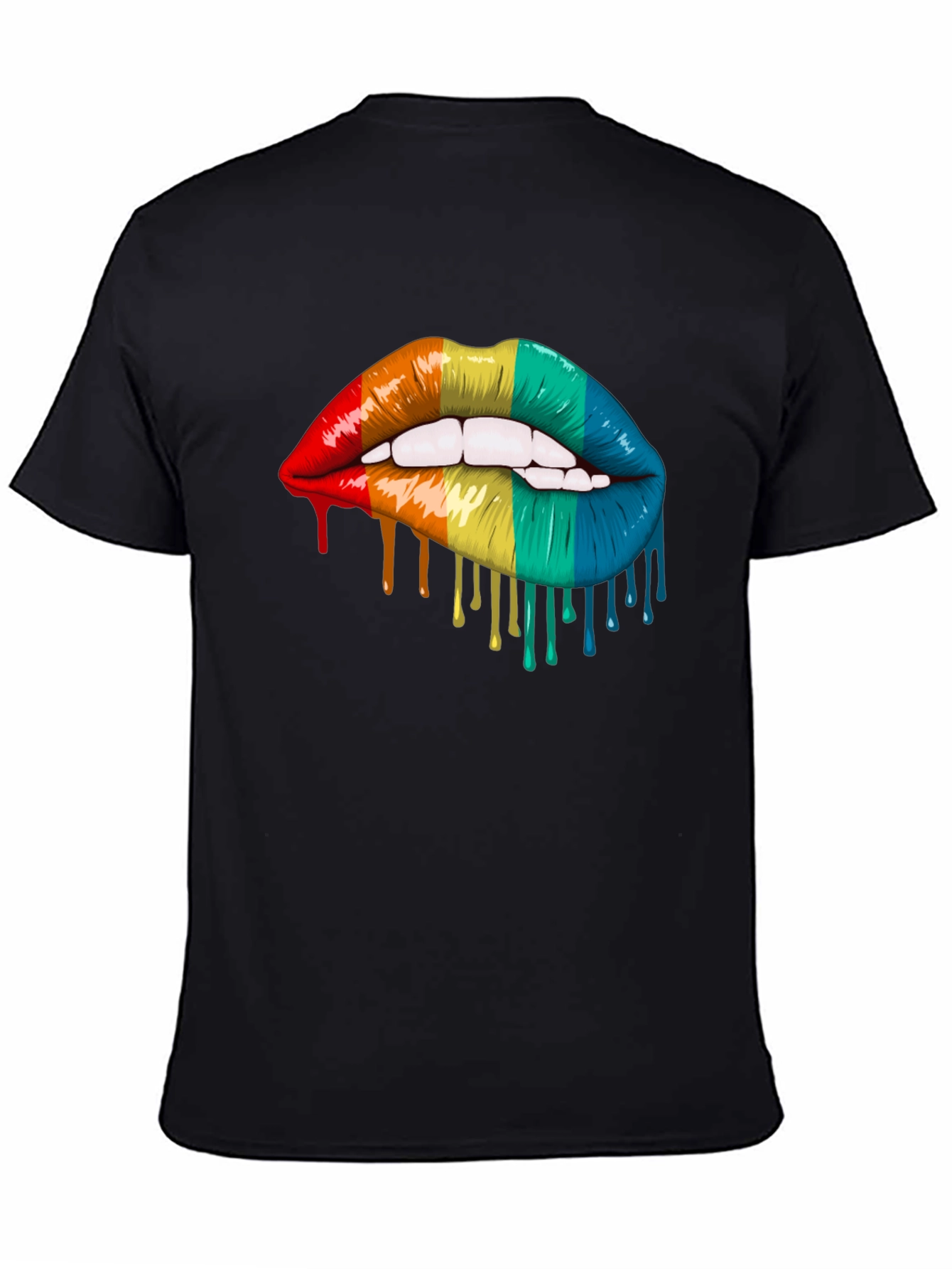 Black Rainbow Lips Graphic T-Shirt - Pride Tee view 4