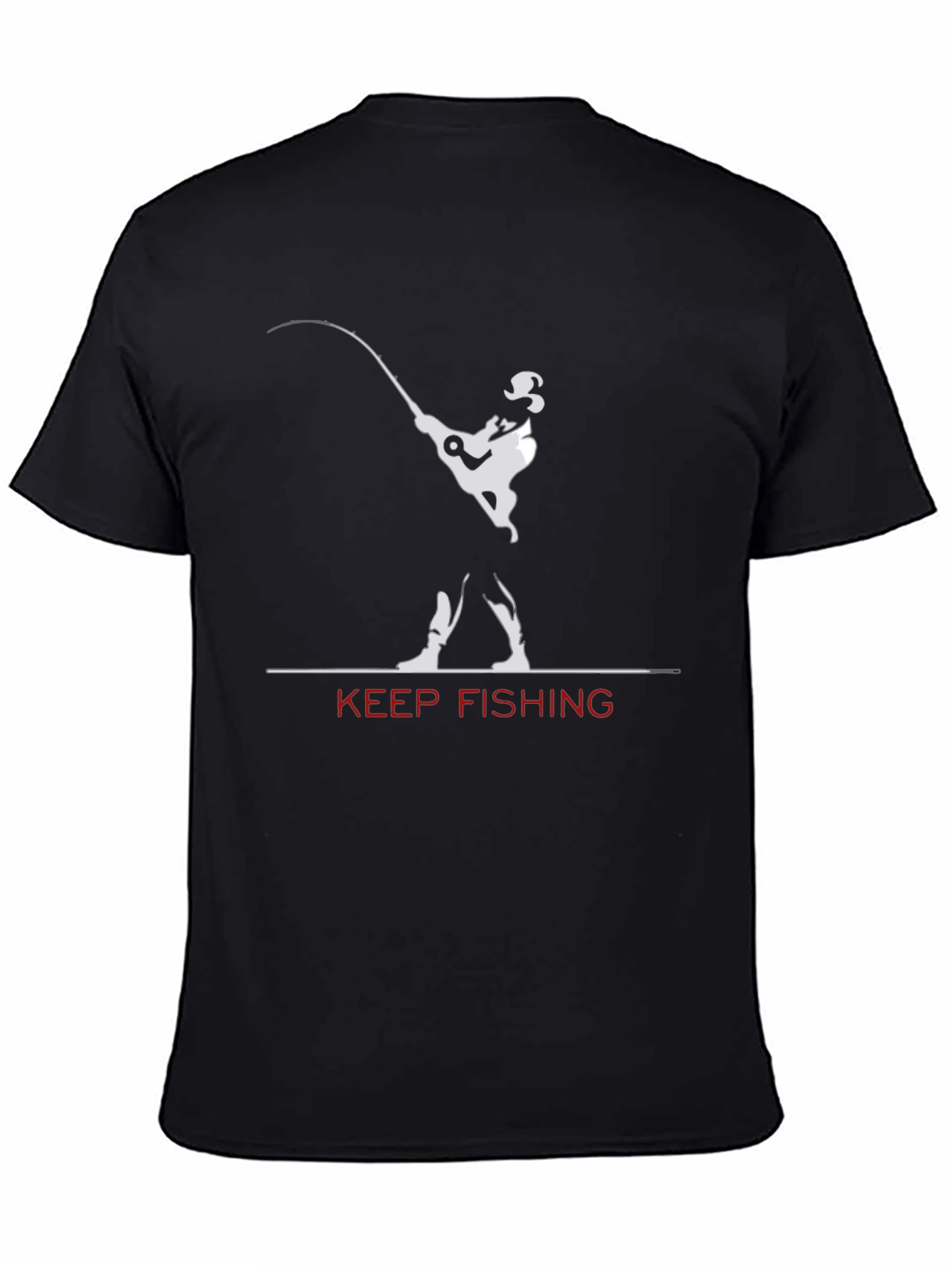Black Keep Fishing Graphic T-Shirt - Black view 4