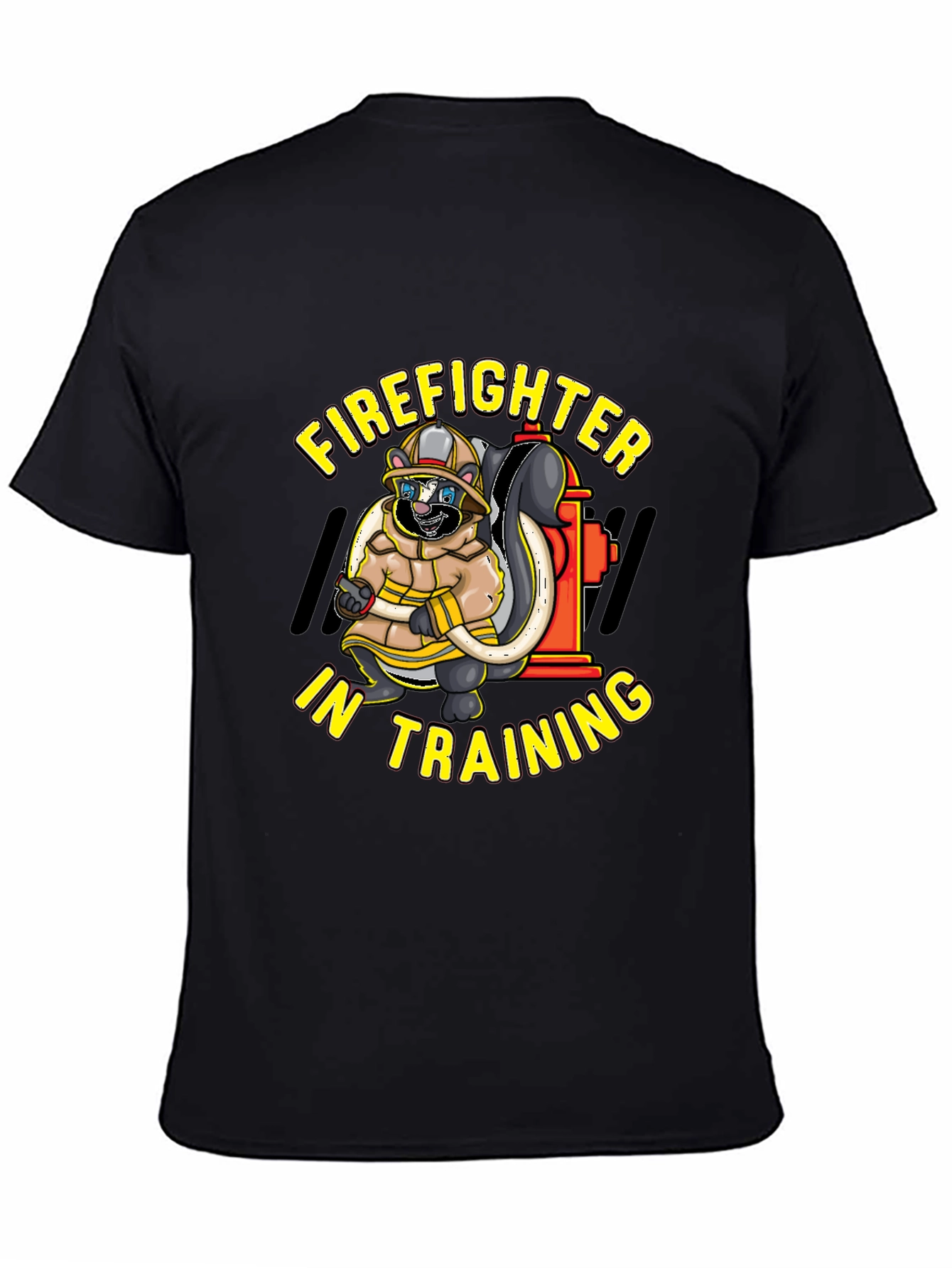 Black Firefighter Skunk in Training T-Shirt view 4