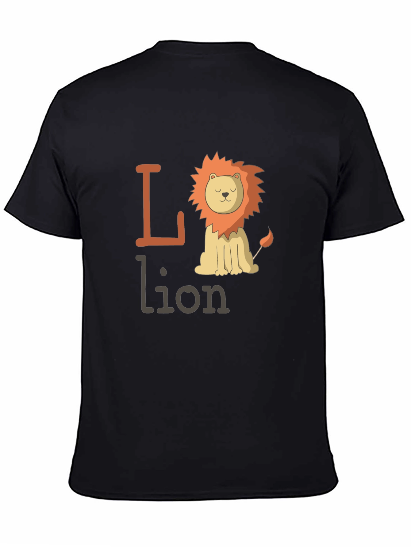 Black Cute Lion Graphic Tee - Animal Lover T-Shirt view 4