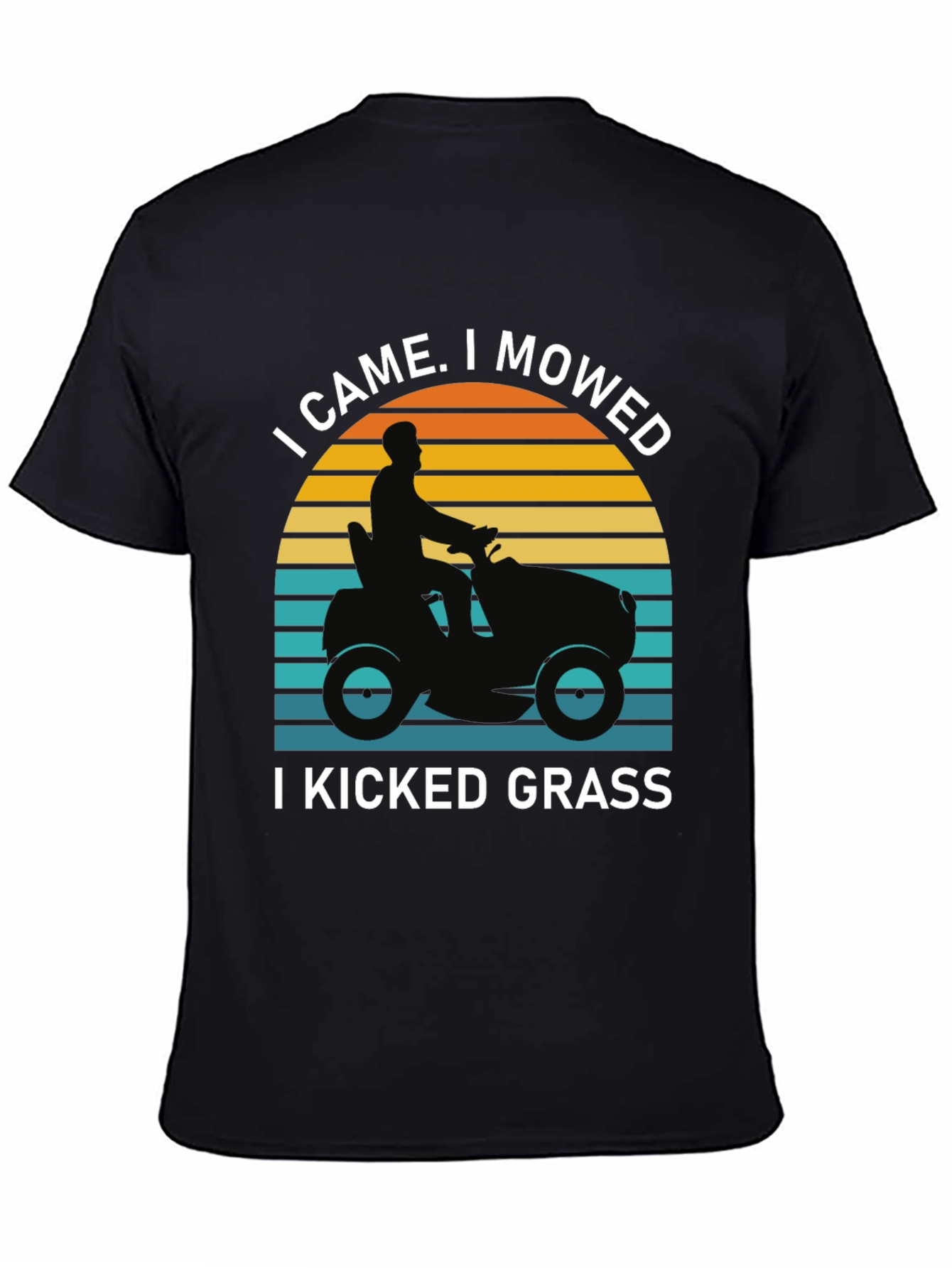 Black I Came I Mowed I Kicked Grass Black T-Shirt view 4