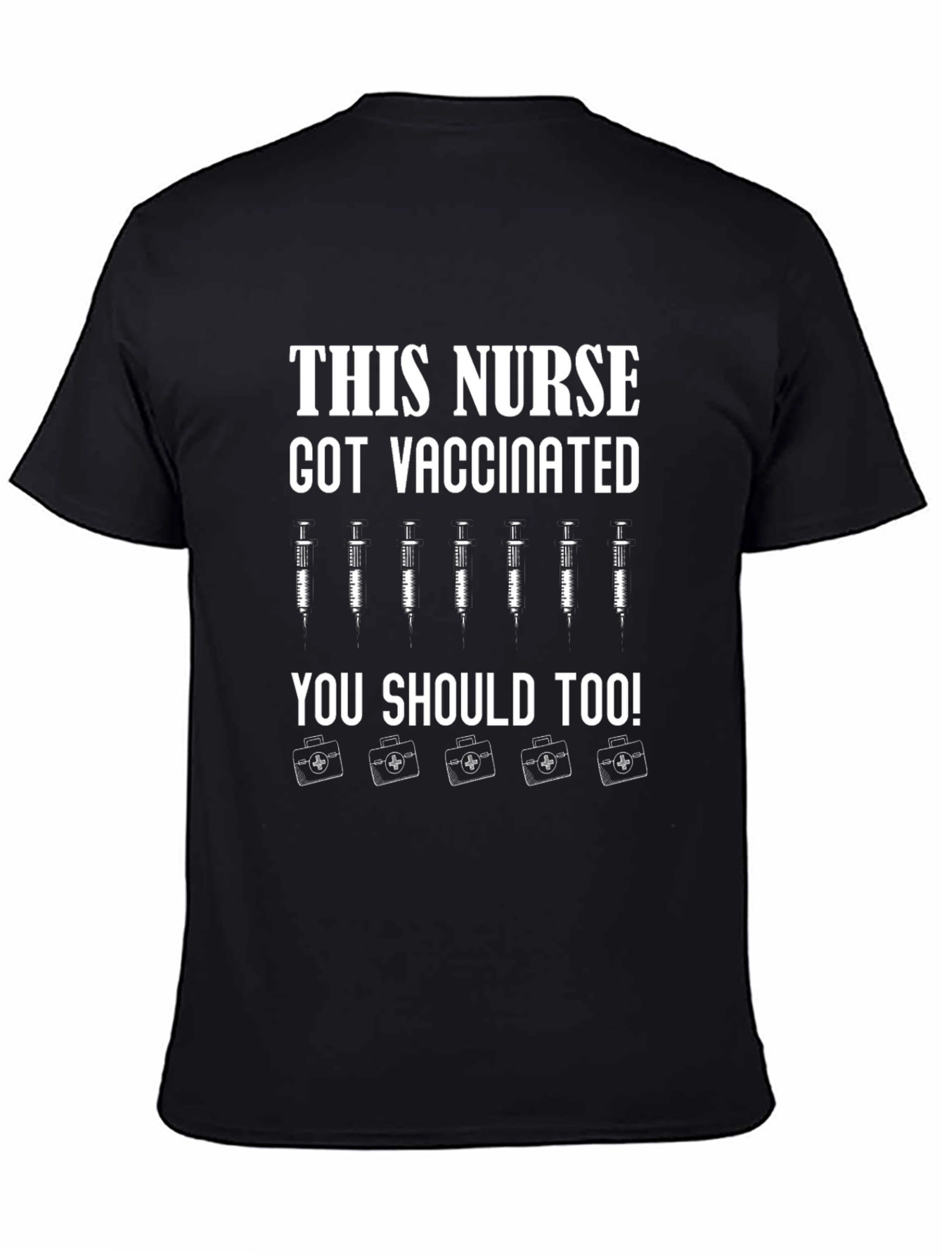 Black Vaccinated Nurse Graphic T-Shirt - Get Yours Today! view 4