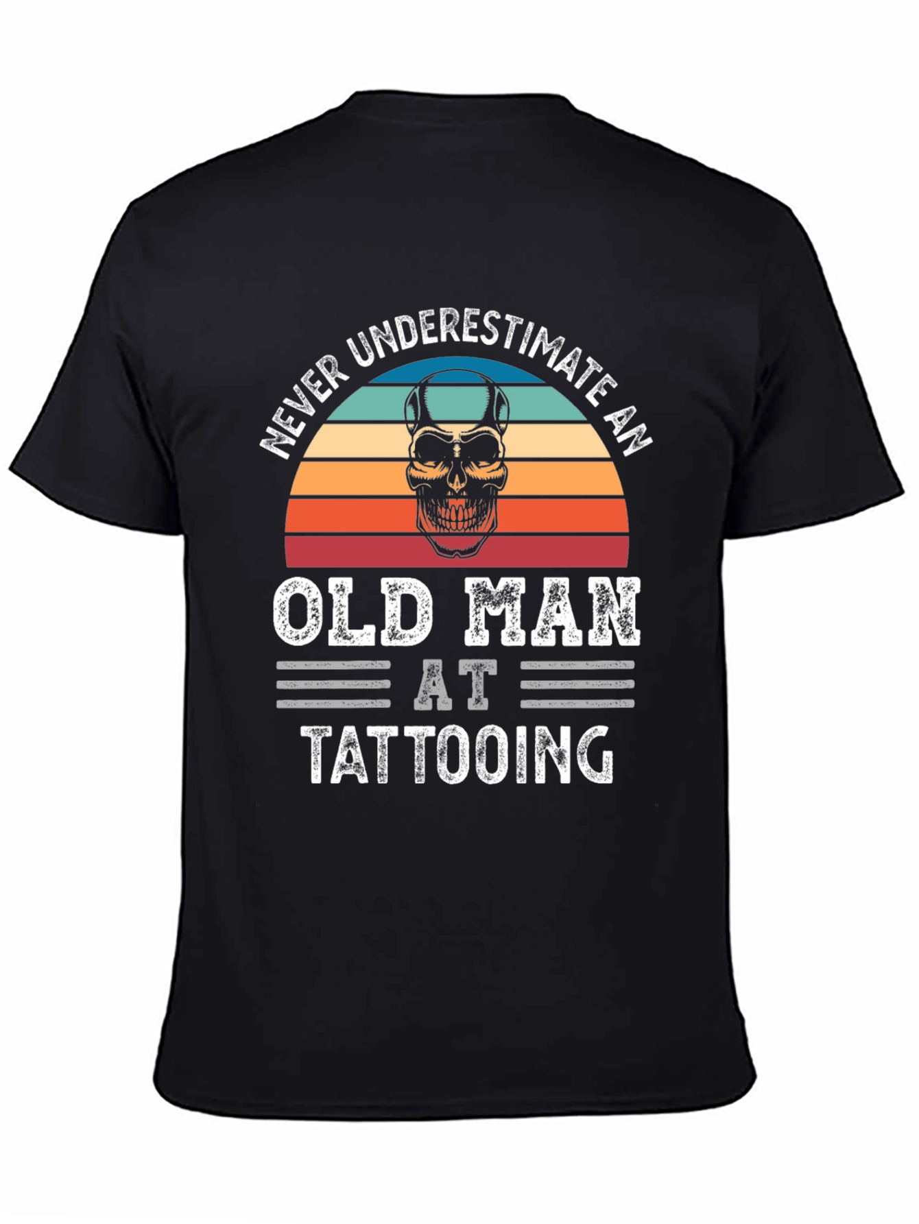 Black Never Underestimate Old Man Tattooing T-Shirt view 4