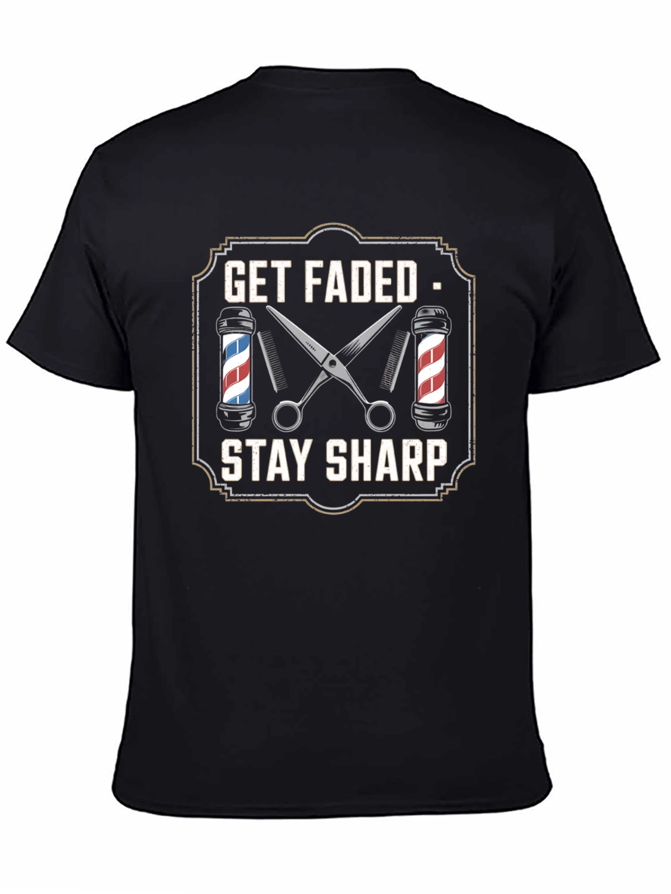 Black Get Faded Stay Sharp Barber T-Shirt view 4