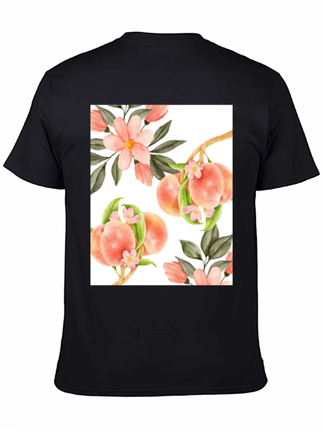 Black Peach Floral T-Shirt - Unique Design view 4