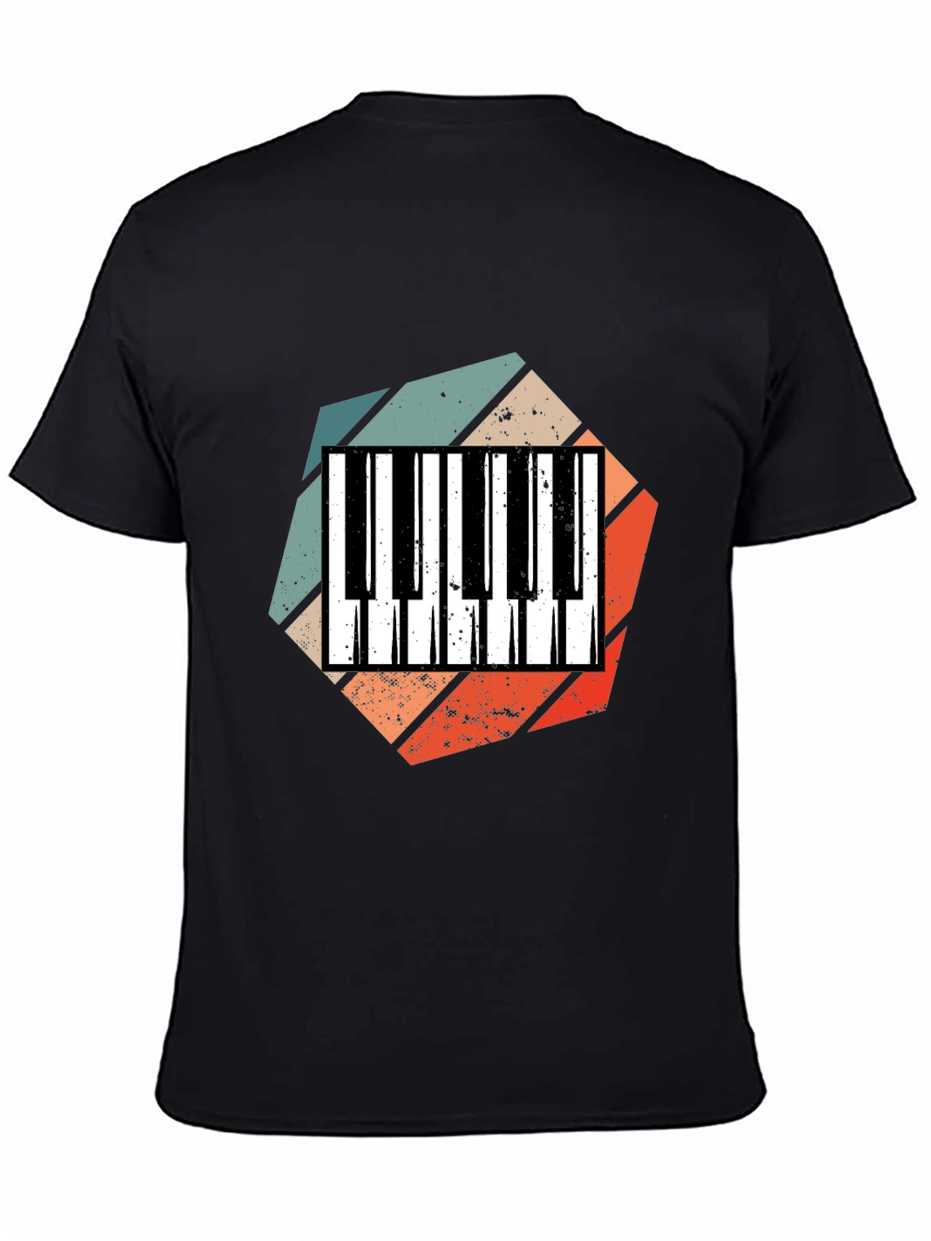 Black Retro Piano Keys T-Shirt - Music Lover Tee view 4