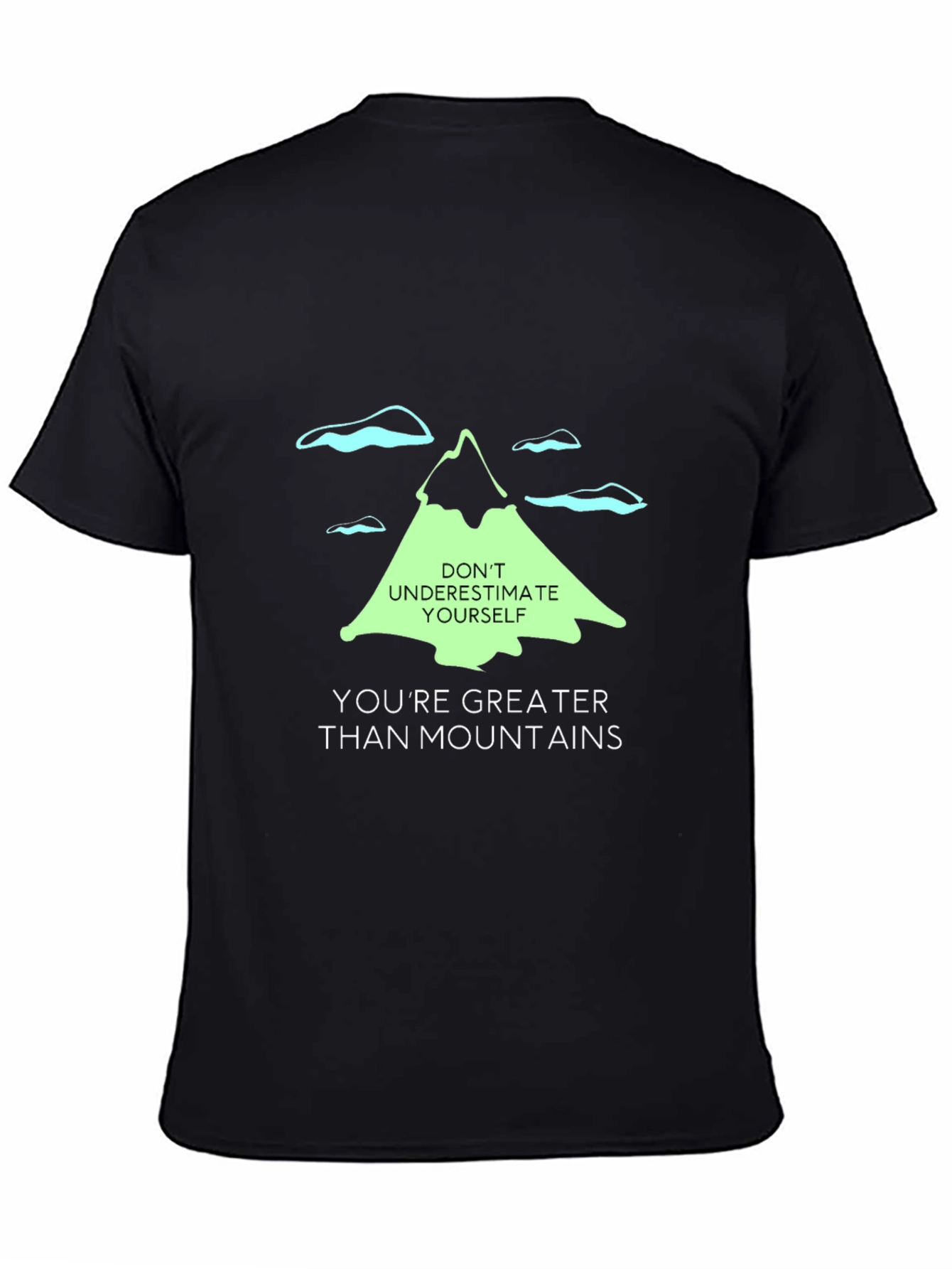 Black Motivational Graphic Tee - Greater Than Mountains view 4