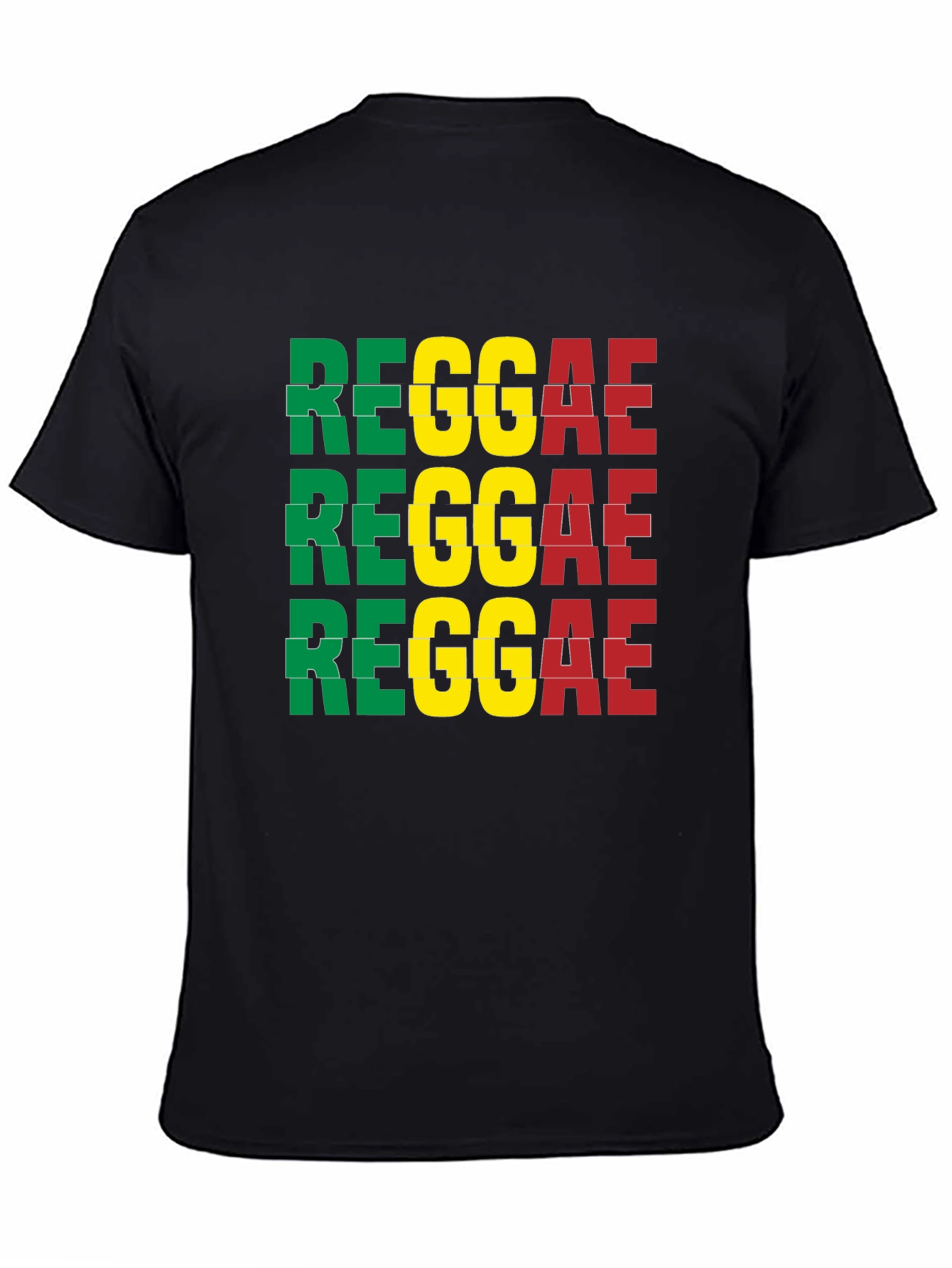 Black Reggae T-Shirt - Green, Yellow, Red view 4