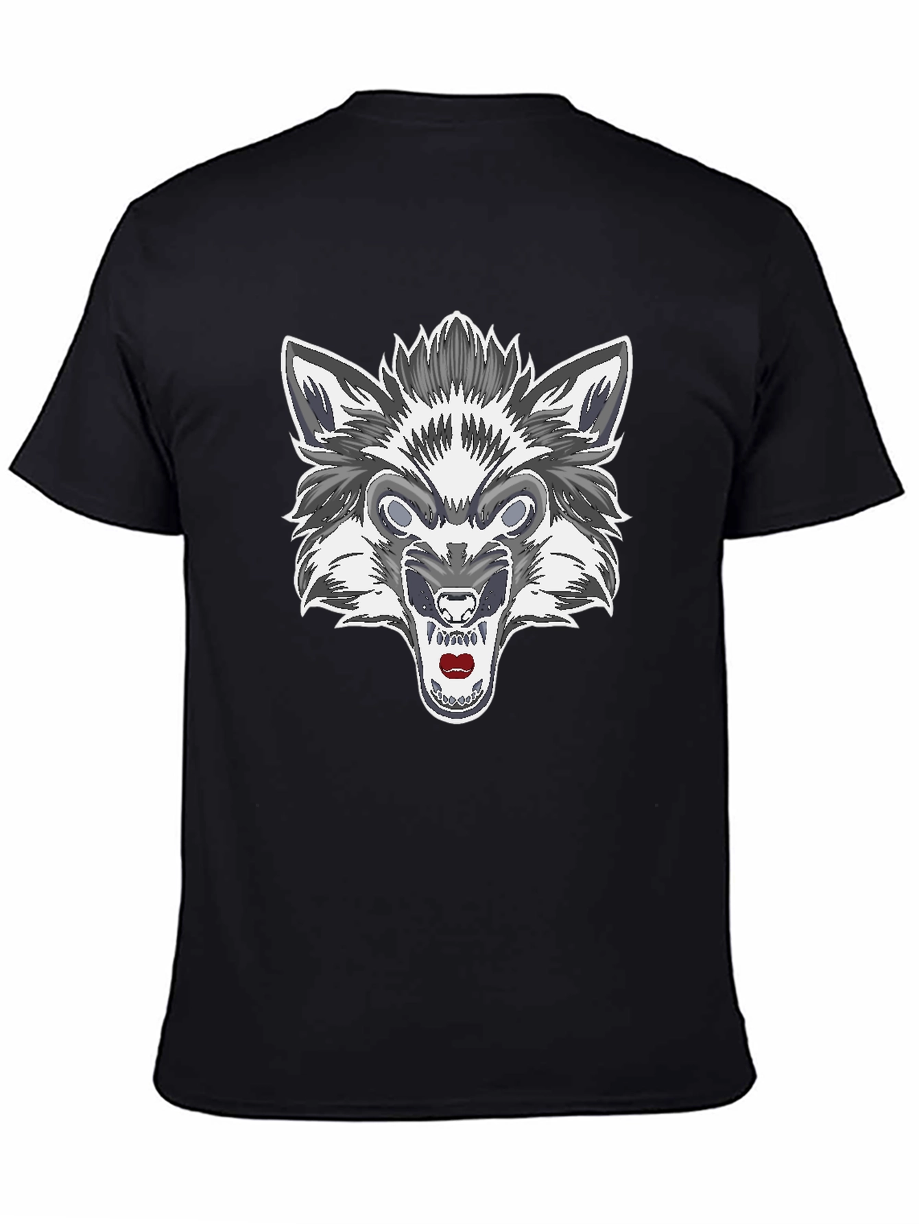 Black Men's Black Wolf Graphic Tee view 4