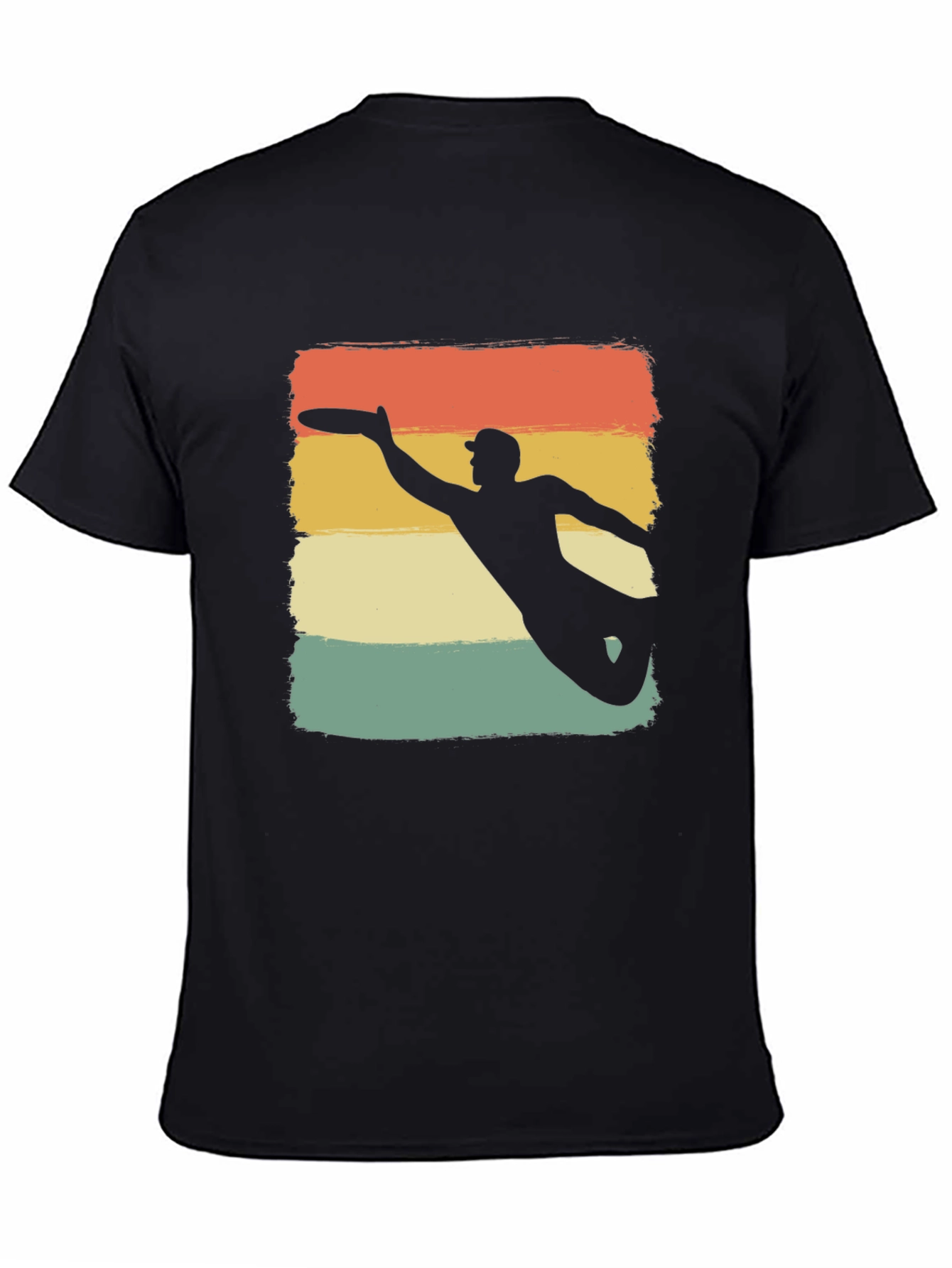 Black Retro Ultimate Frisbee Silhouette T-Shirt view 4