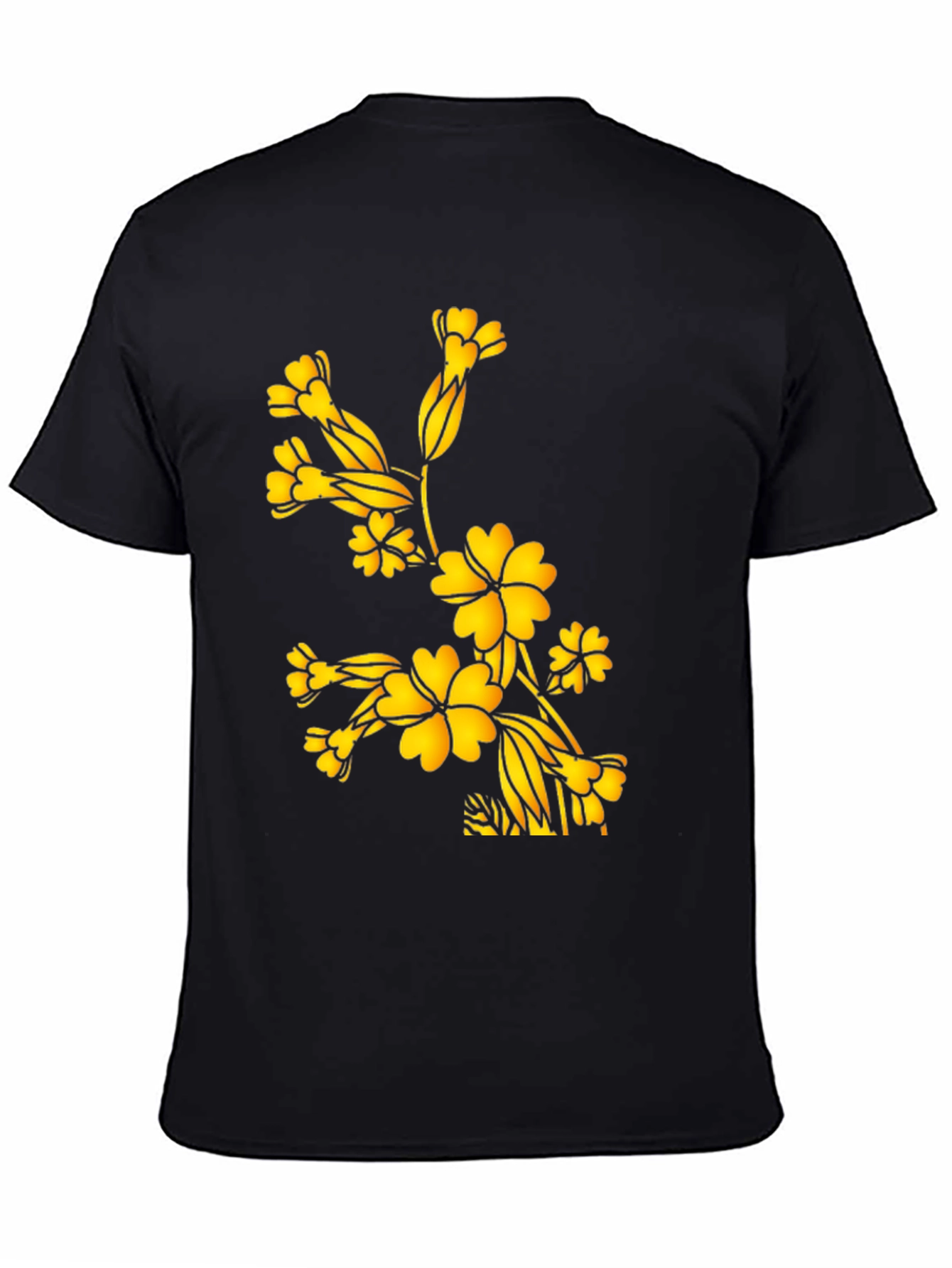Black Floral Blossom Black T-Shirt view 4