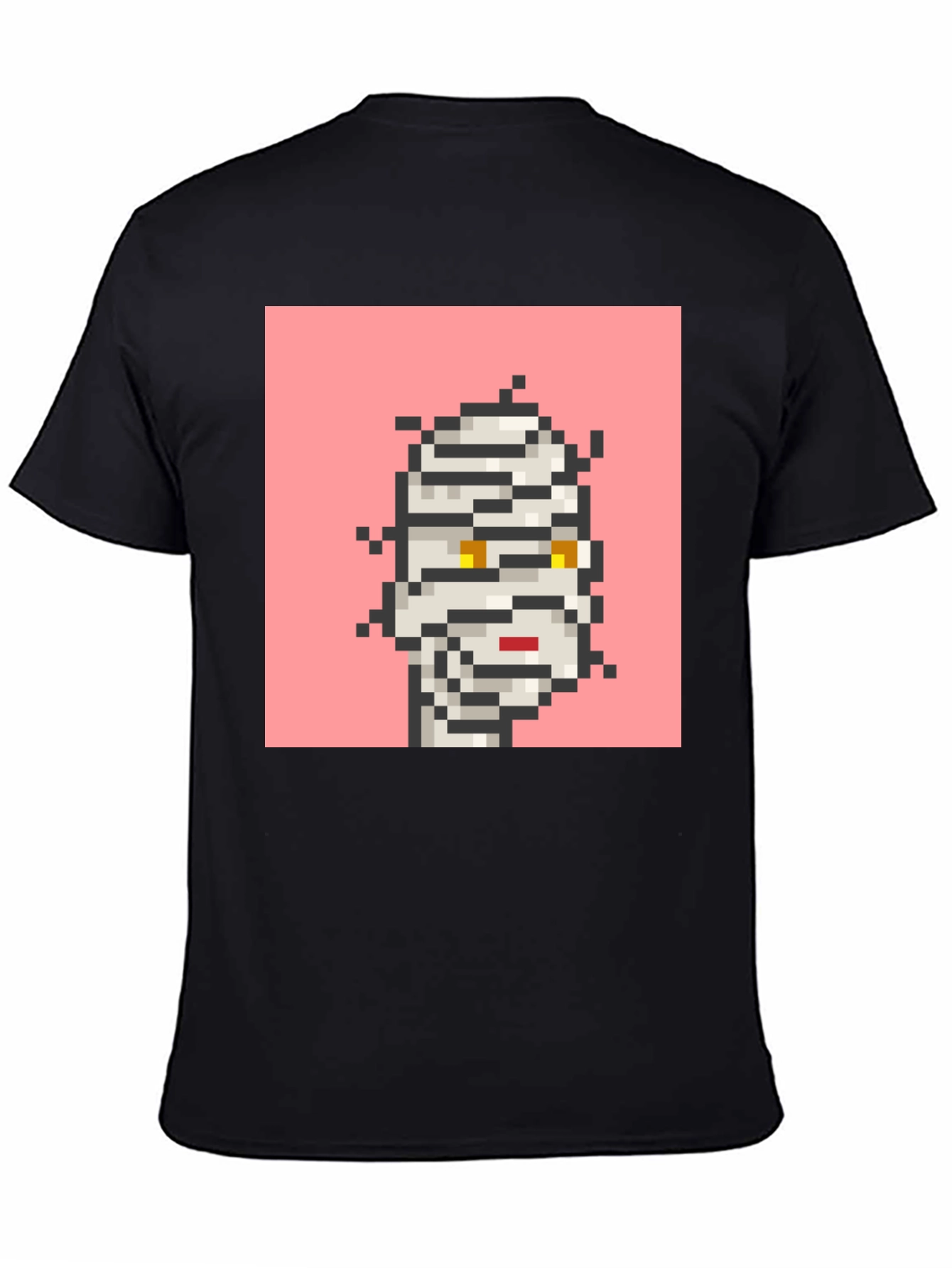 Black Pixelated Mummy Graphic Black T-Shirt view 4