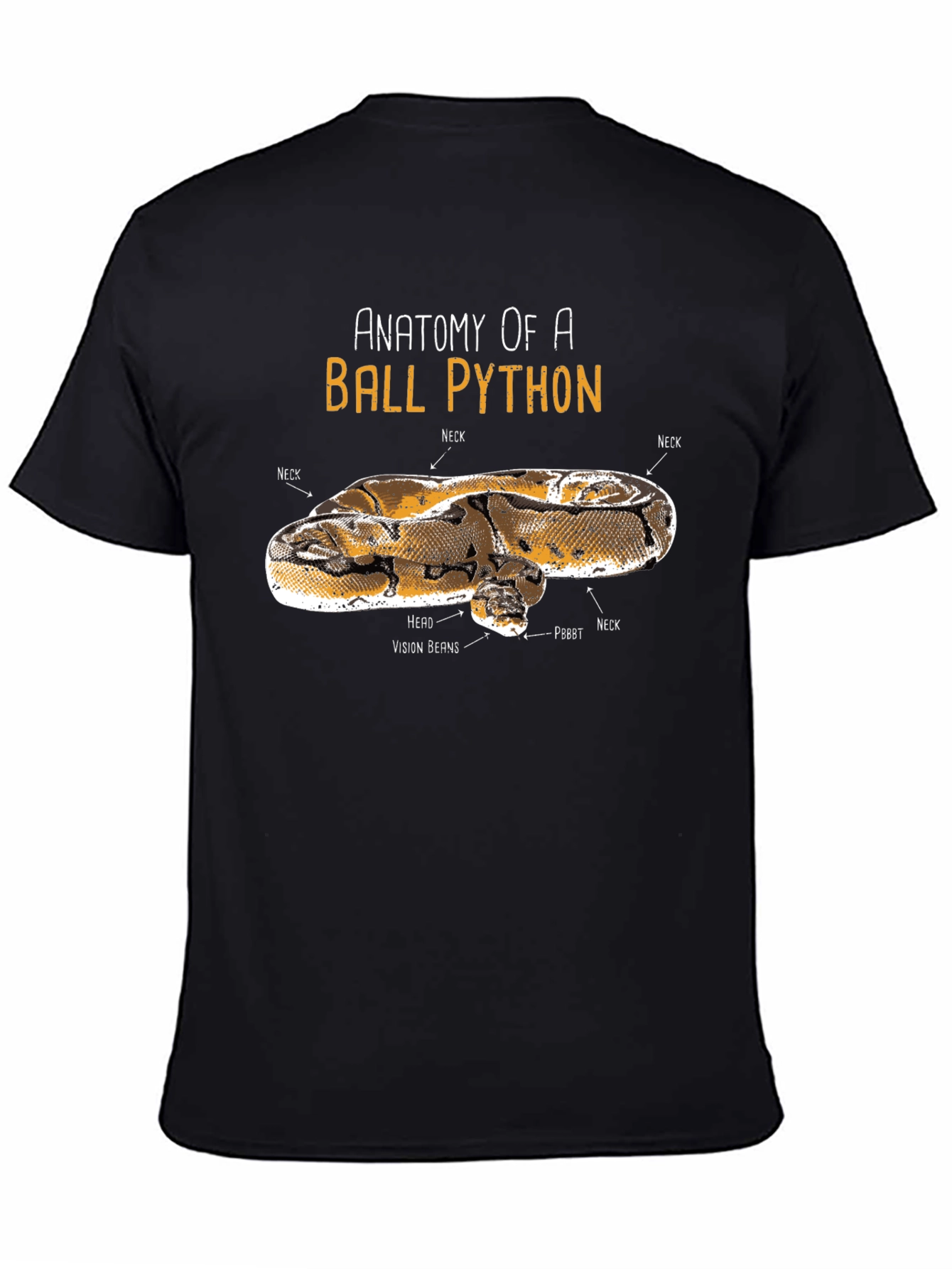 Black Anatomy of Ball Python Funny T-Shirt view 4