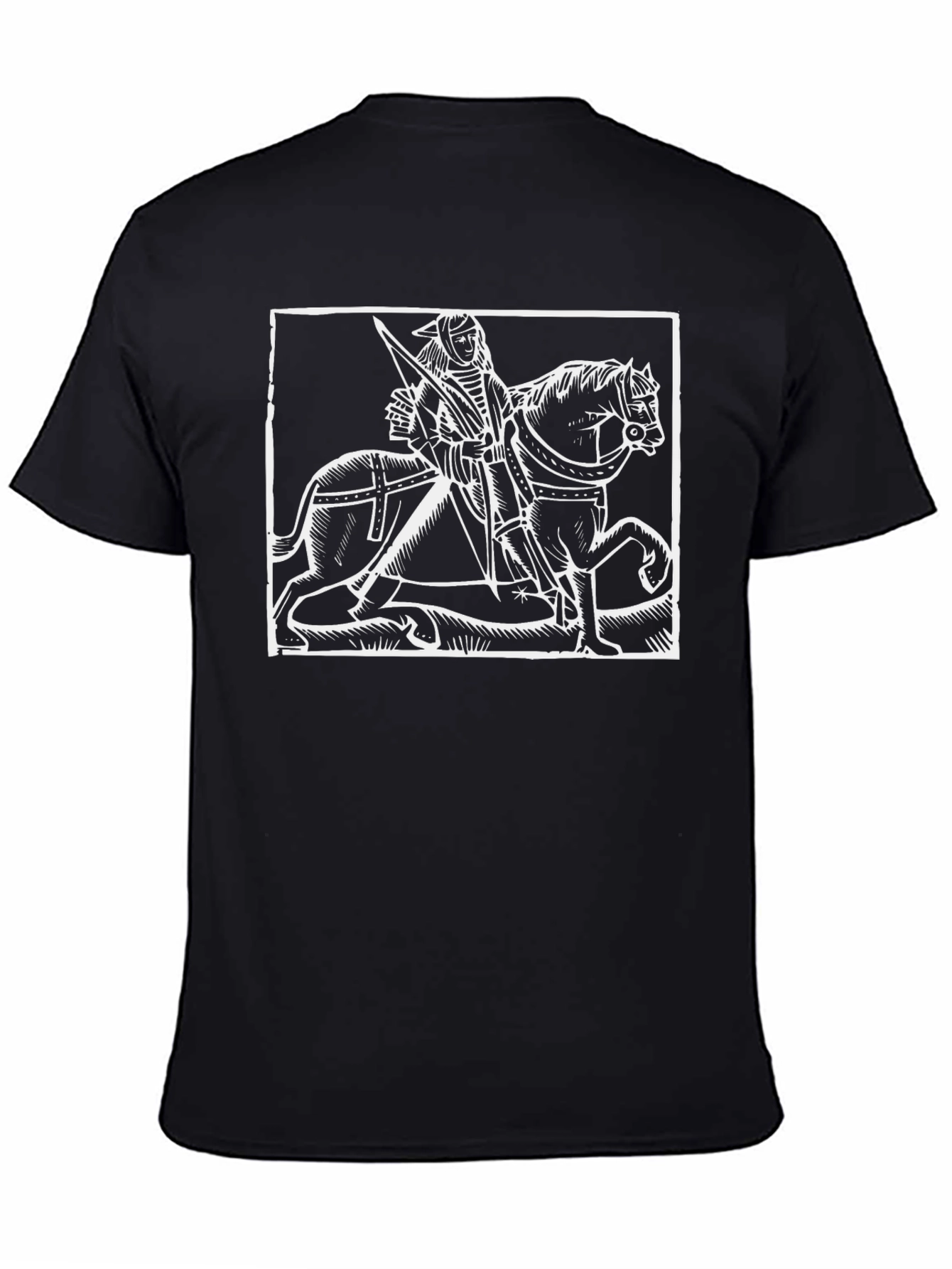 Black Medieval Knight & Horse Graphic Tee - Black view 4