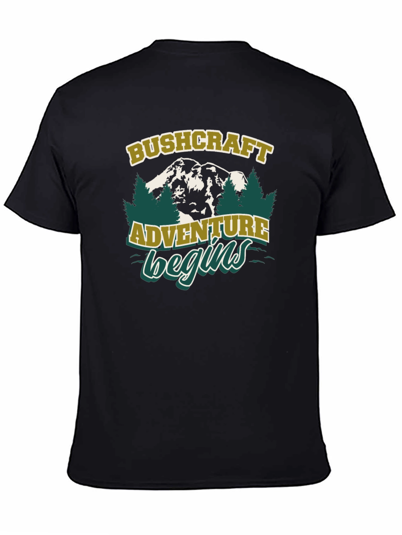 Black Bushcraft Adventure Begins Graphic T-Shirt view 4