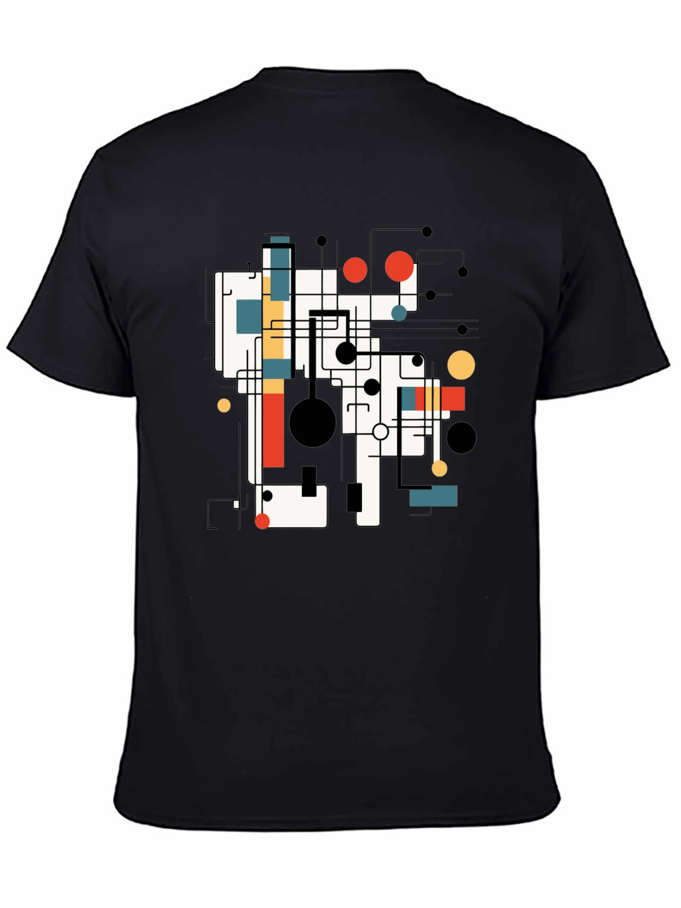 Black Abstract Graphic Print Tee - Black Casual T-Shirt view 4