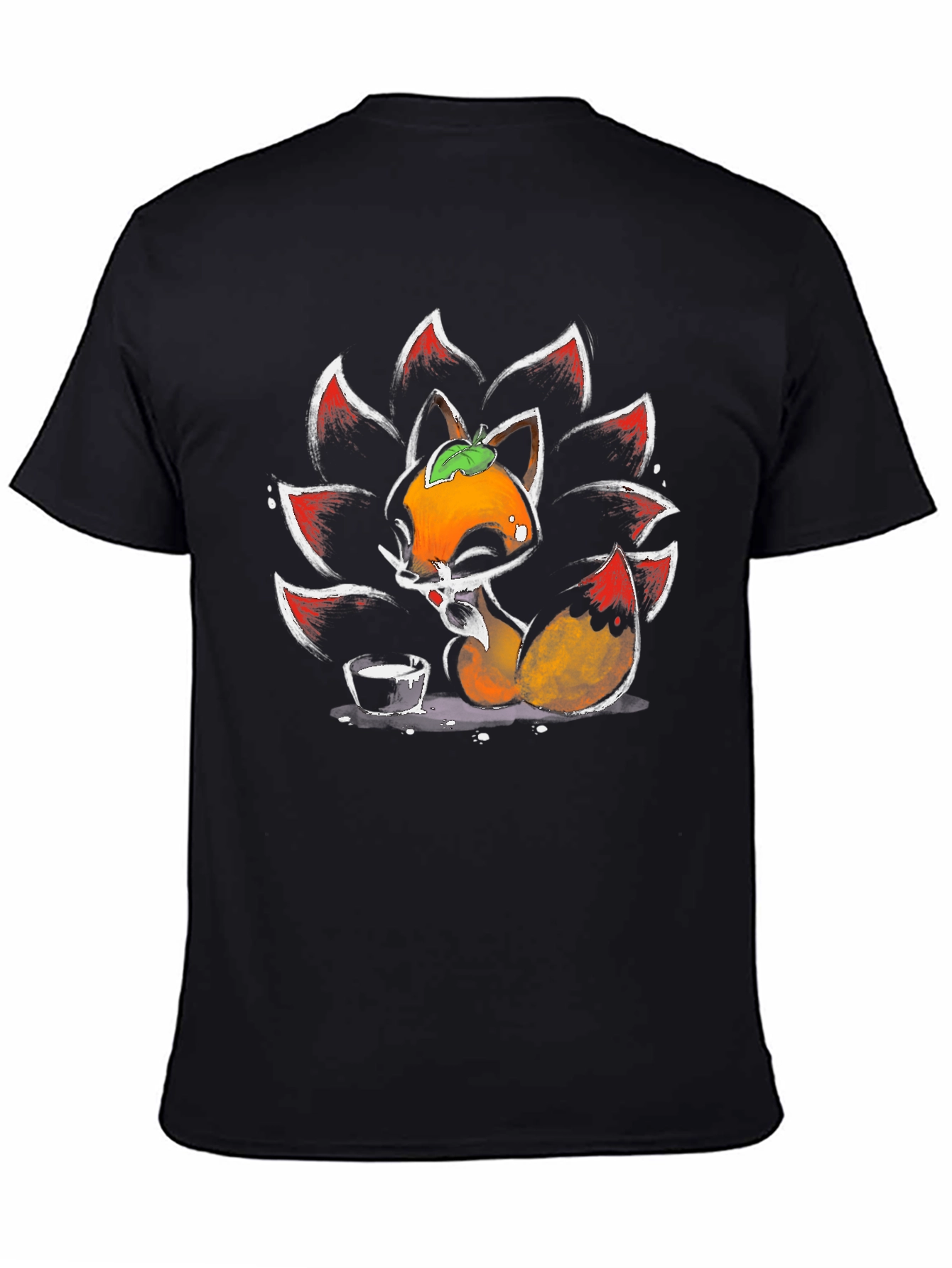 Black Nine-Tailed Fox Graphic Tee view 4