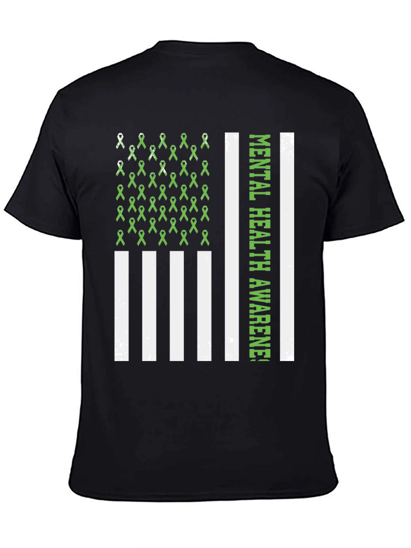 Black Mental Health Awareness Ribbon Flag T-Shirt view 4