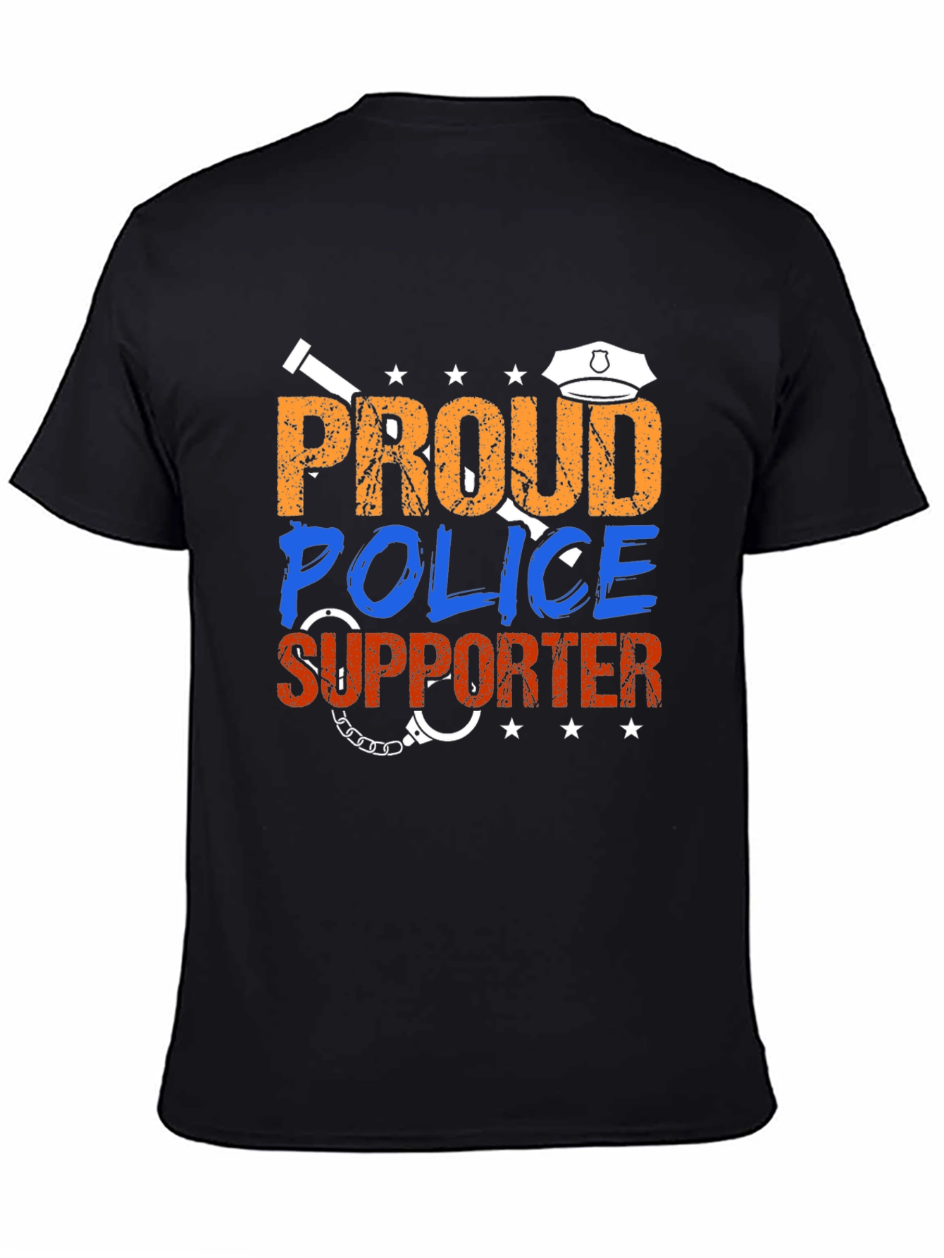 Black Proud Police Supporter Graphic Tee view 4