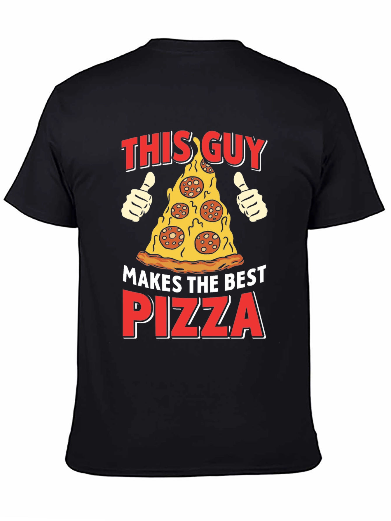 Black Pizza Lover T-Shirt - Makes The Best Pizza Graphic Tee view 4