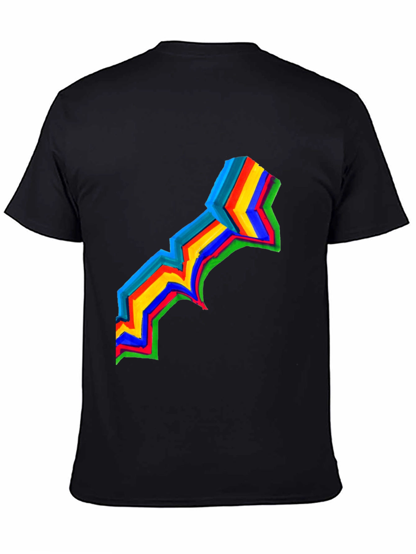 Black Rainbow Stripe Graphic Black T-Shirt view 4