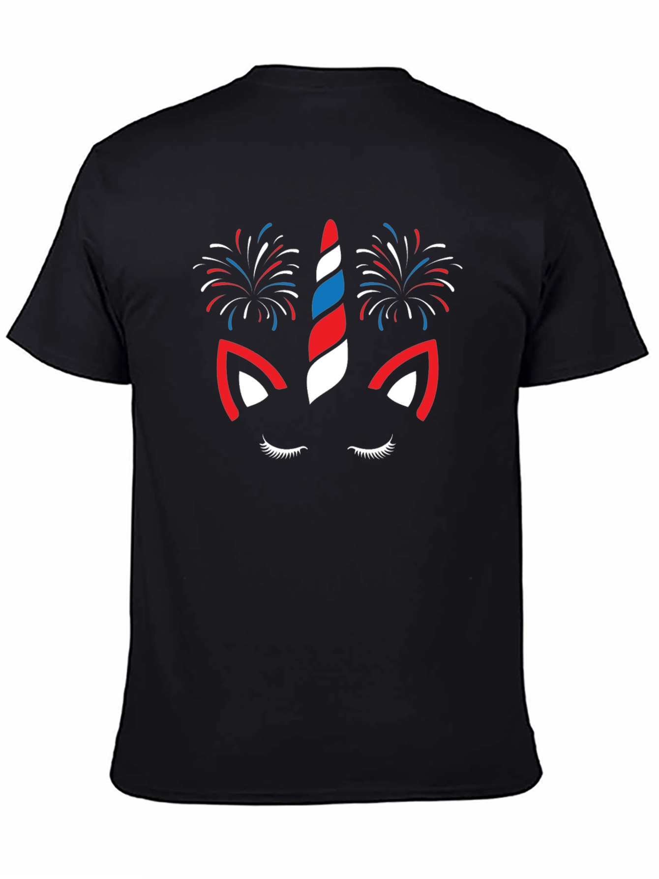 Black Patriotic Unicorn Fireworks Graphic Tee view 4