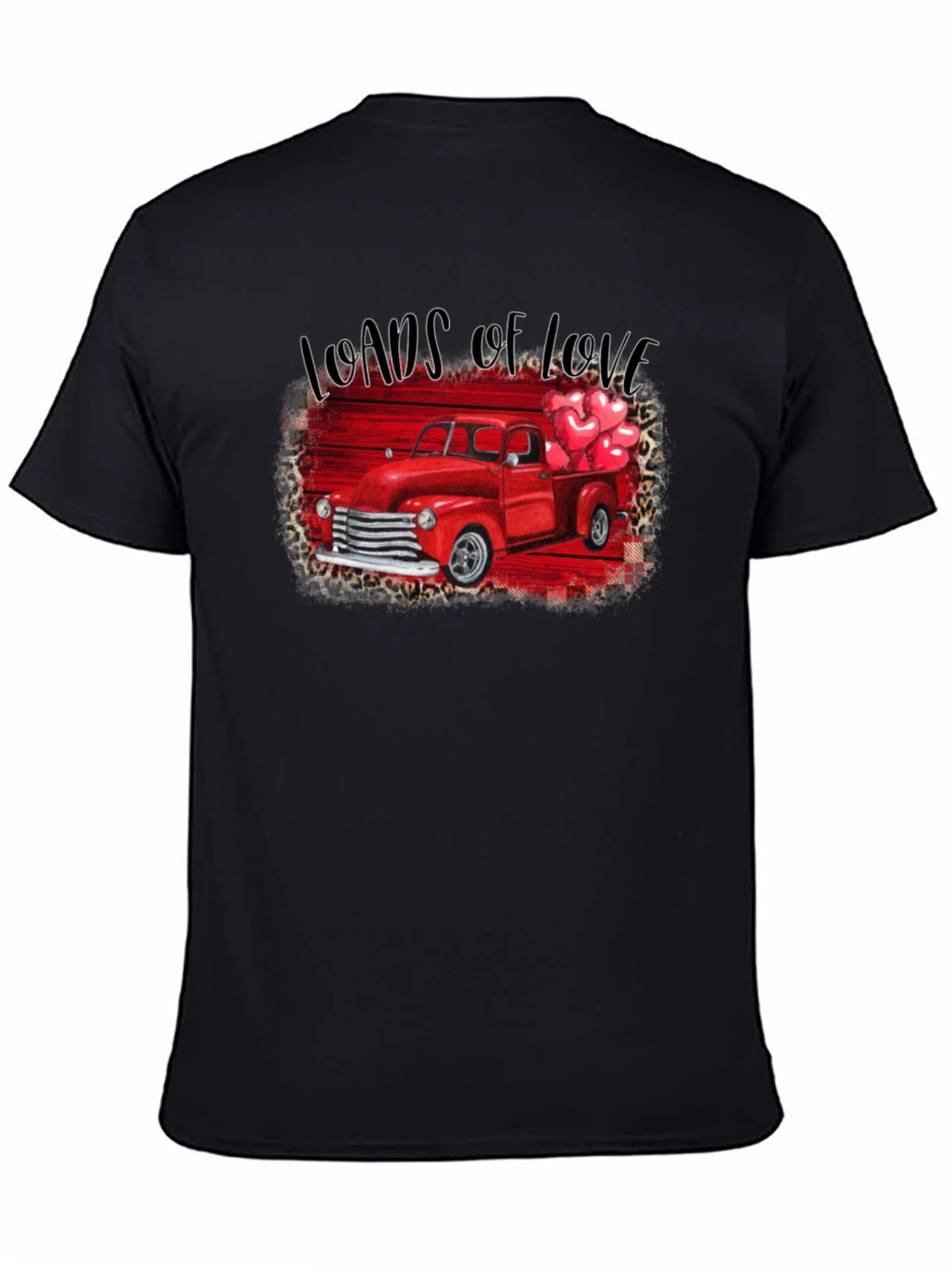 Black Loads of Love Valentine's Truck T-Shirt view 4