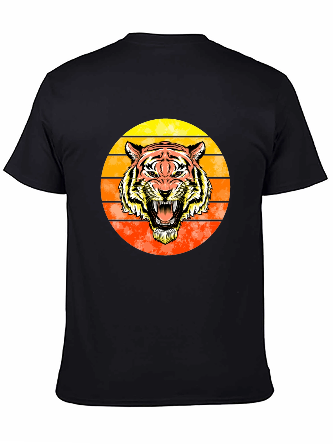 Black Tiger Sunset Graphic Tee - Black Cotton Comfort view 4