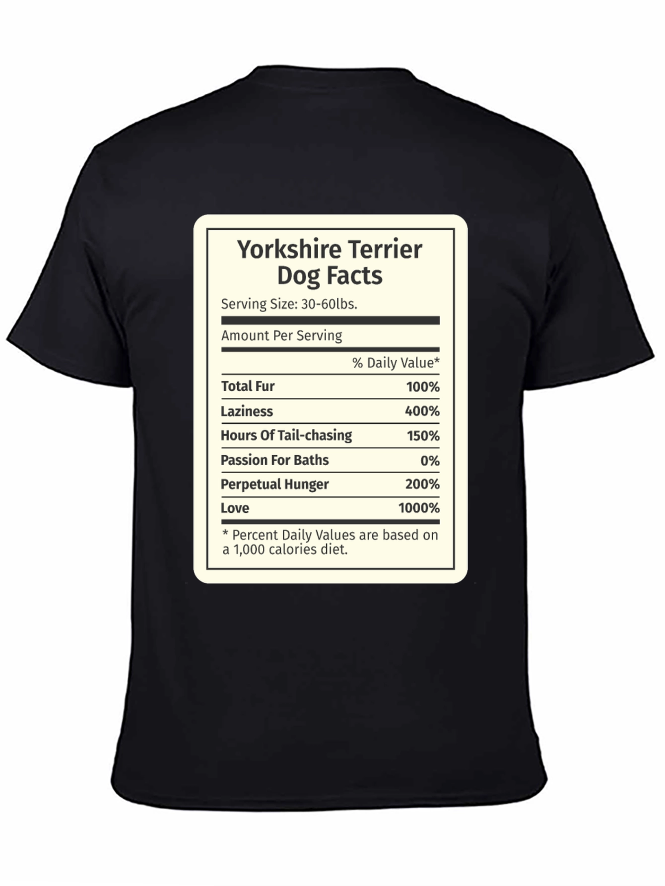 Black Yorkshire Terrier Dog Facts Funny Novelty T-Shirt view 4
