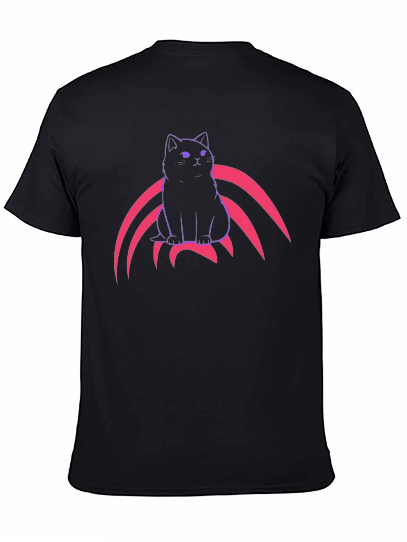 Black Cool Cat Graphic T-Shirt - Black Cotton Tee view 4
