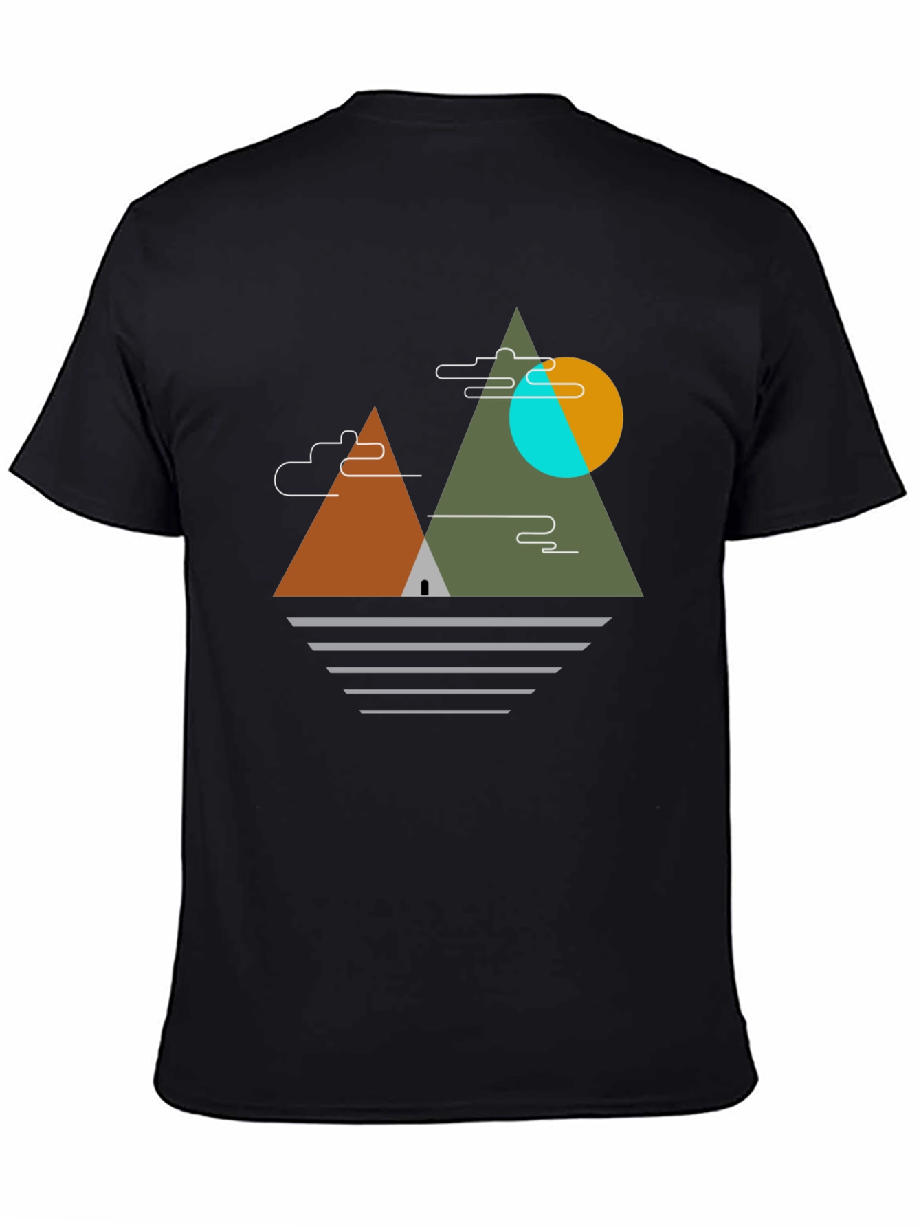 Black Geometric Mountain Graphic Tee - Black view 4
