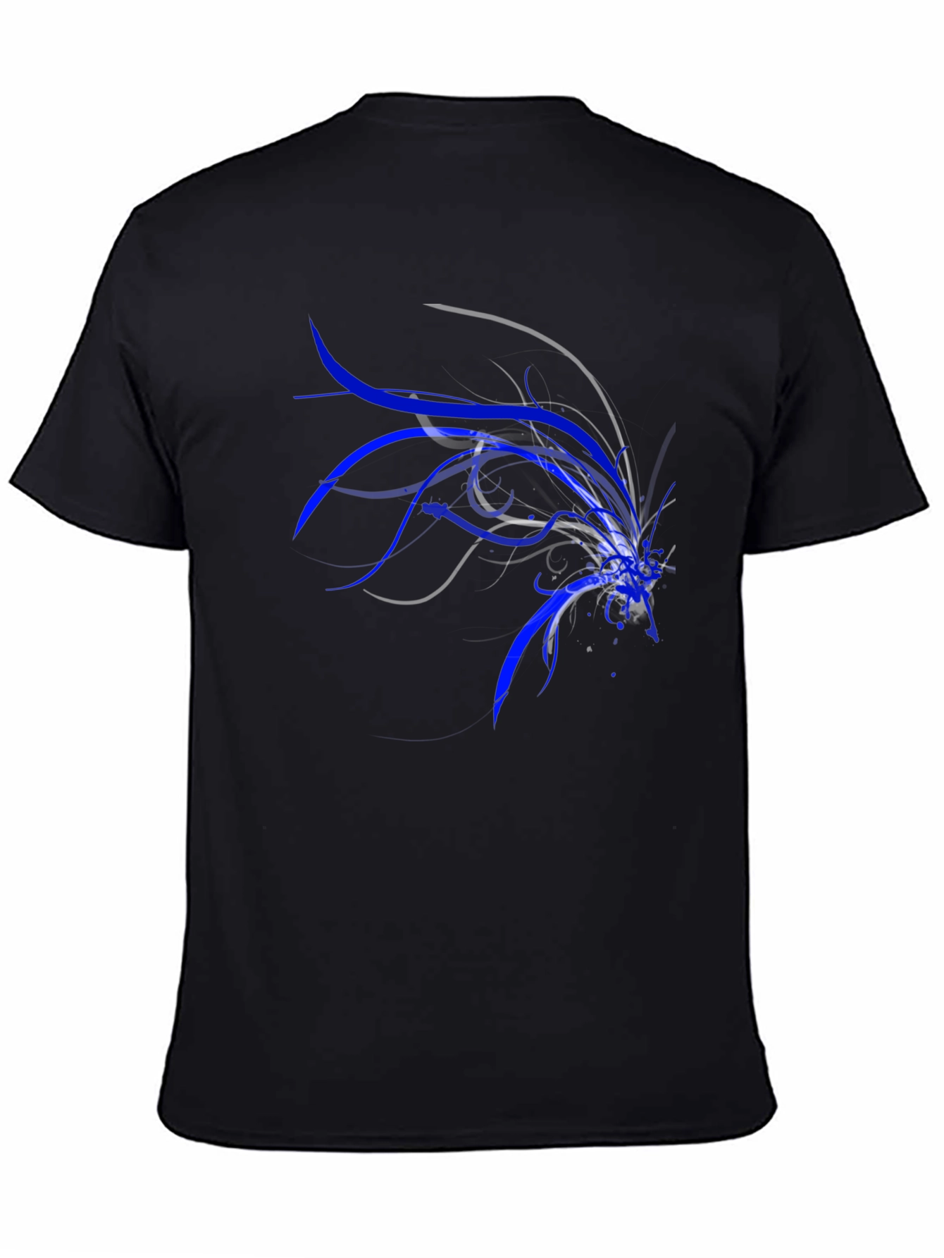 Abstract Blue Graphic Tee - Men's Black T-Shirt - 4