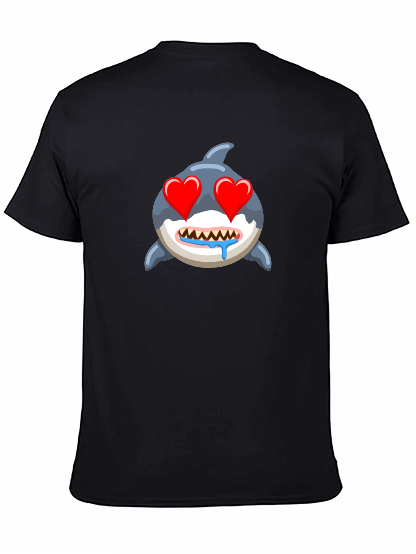 Black Shark Emoji T-Shirt with Heart Eyes - Black view 4