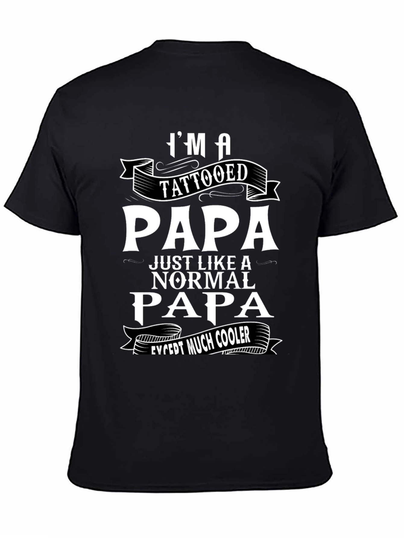 Black Tattooed Papa Graphic T-Shirt - Cool Dad Tee view 4