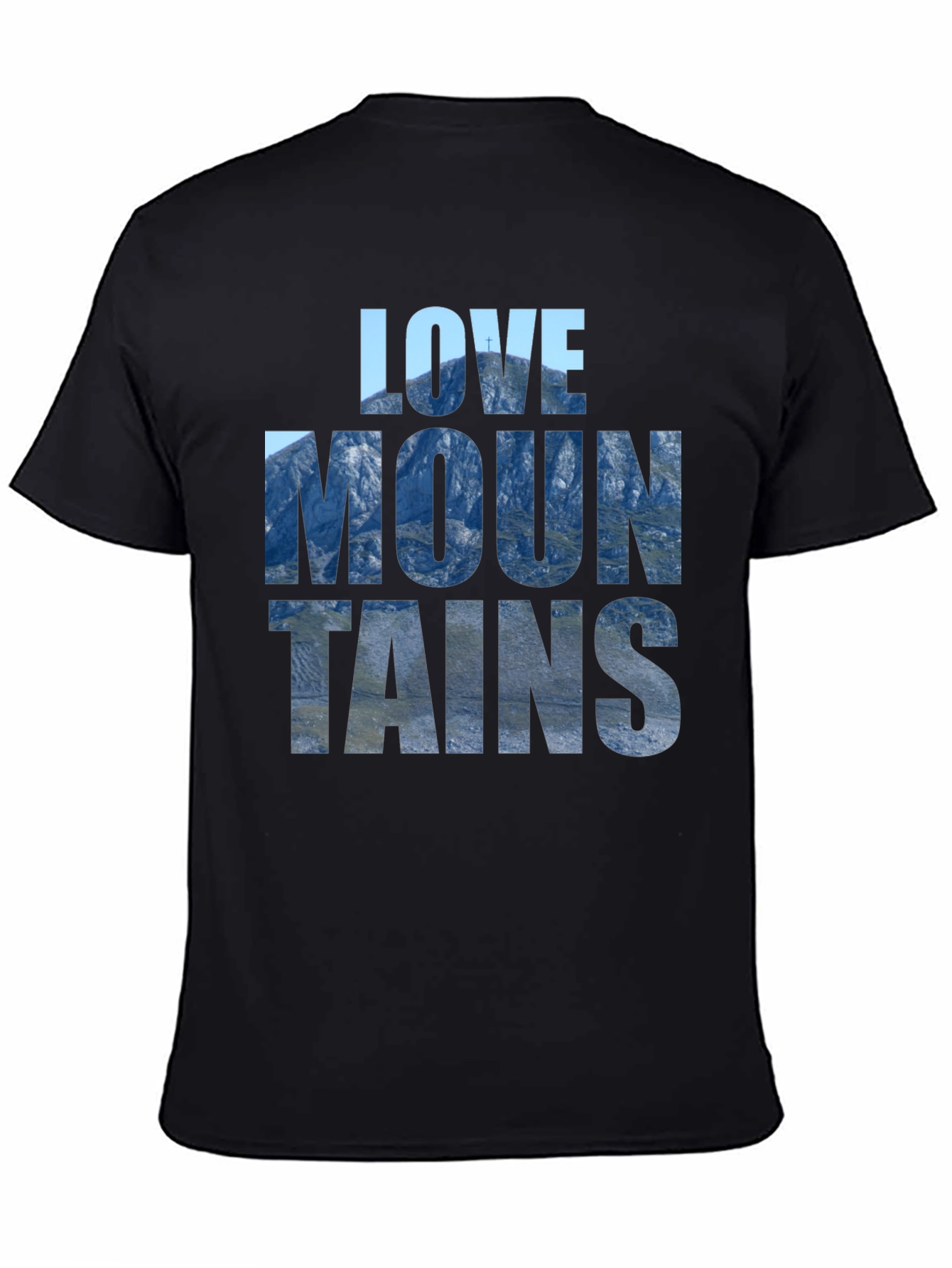 Black Love Mountains Graphic Tee - Nature Inspired Black T-Shirt view 4