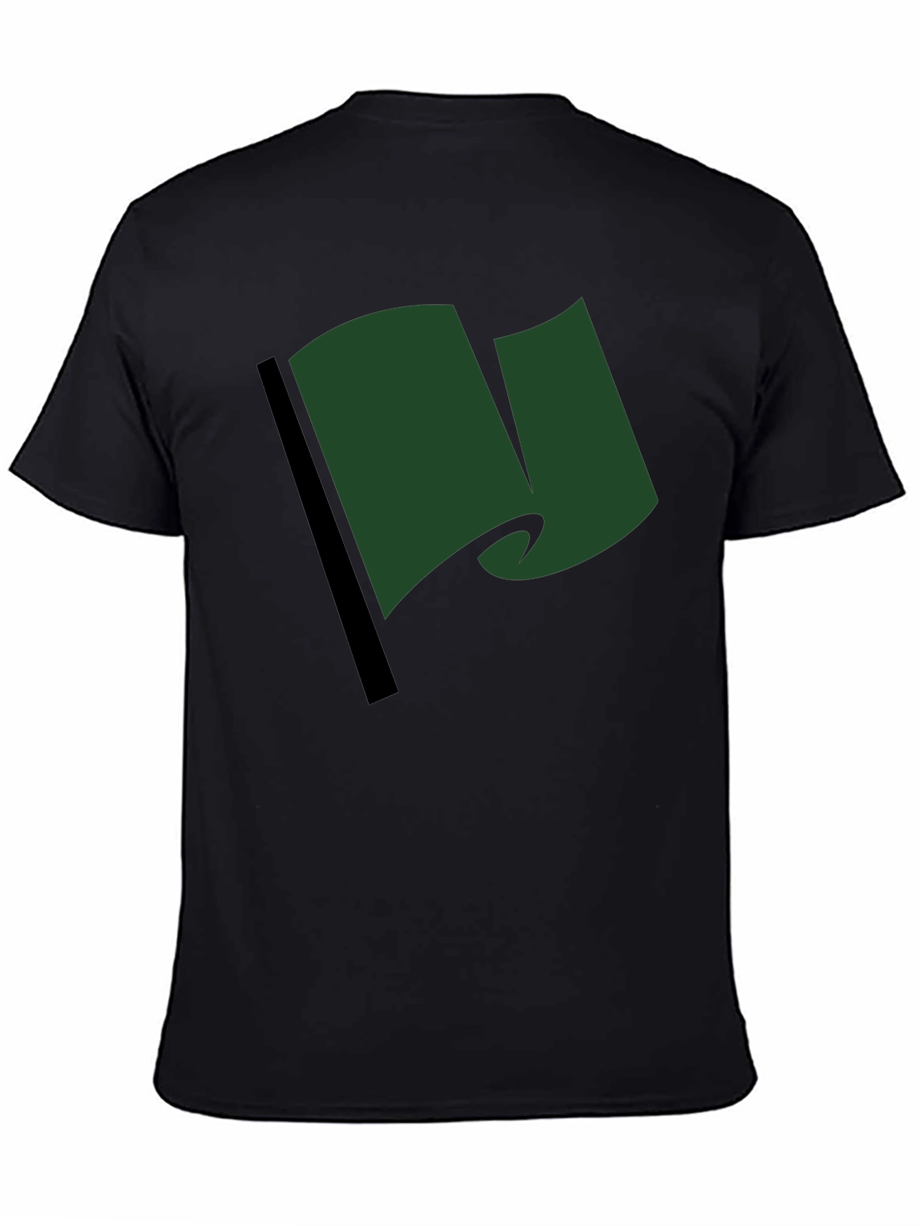 Black Green Flag Graphic Tee - Casual Black T-Shirt view 4