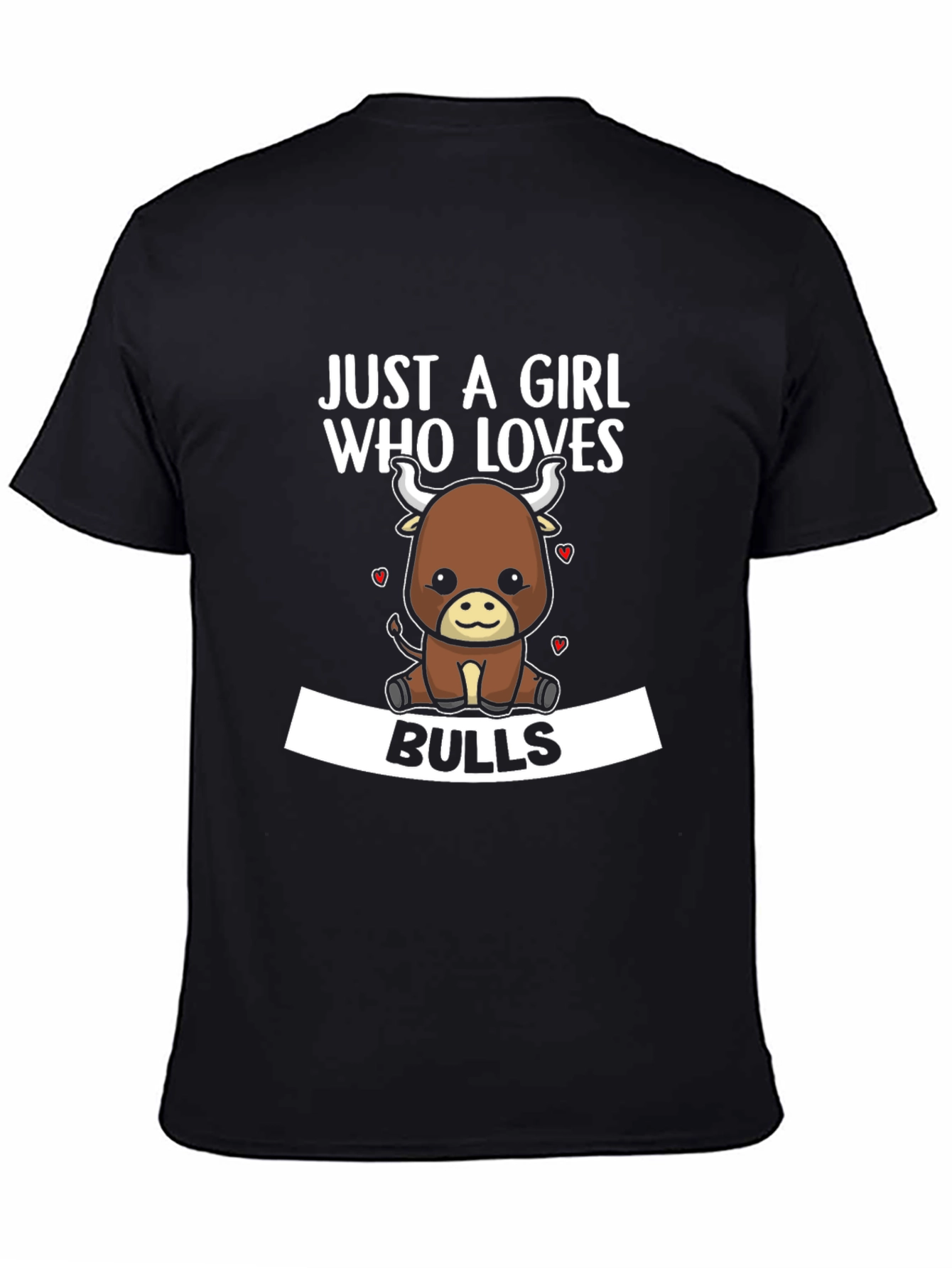Black Just A Girl Who Loves Bulls T-Shirt view 4