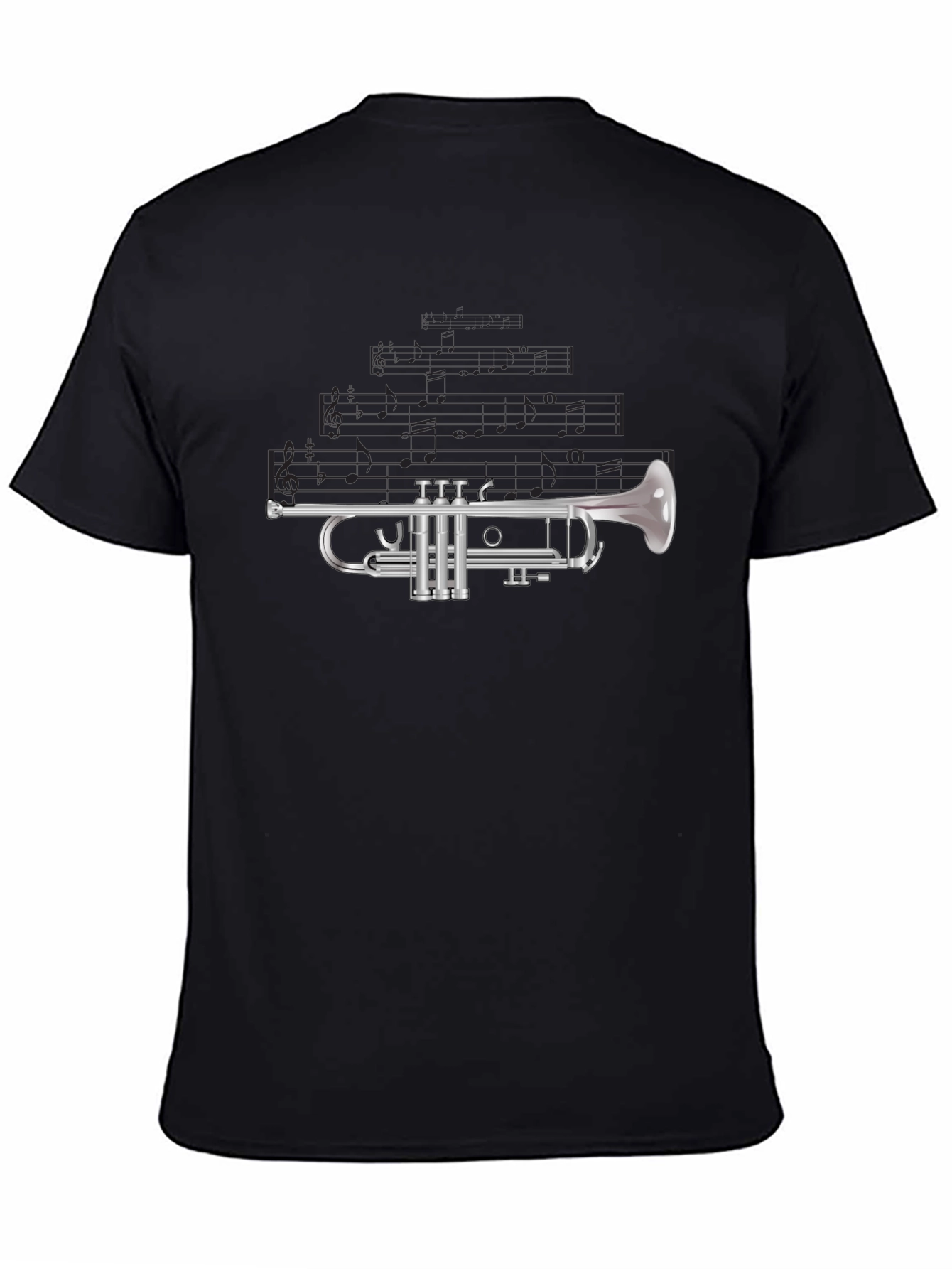 Black Trumpet Graphic Tee - Musical Instrument T-Shirt view 4
