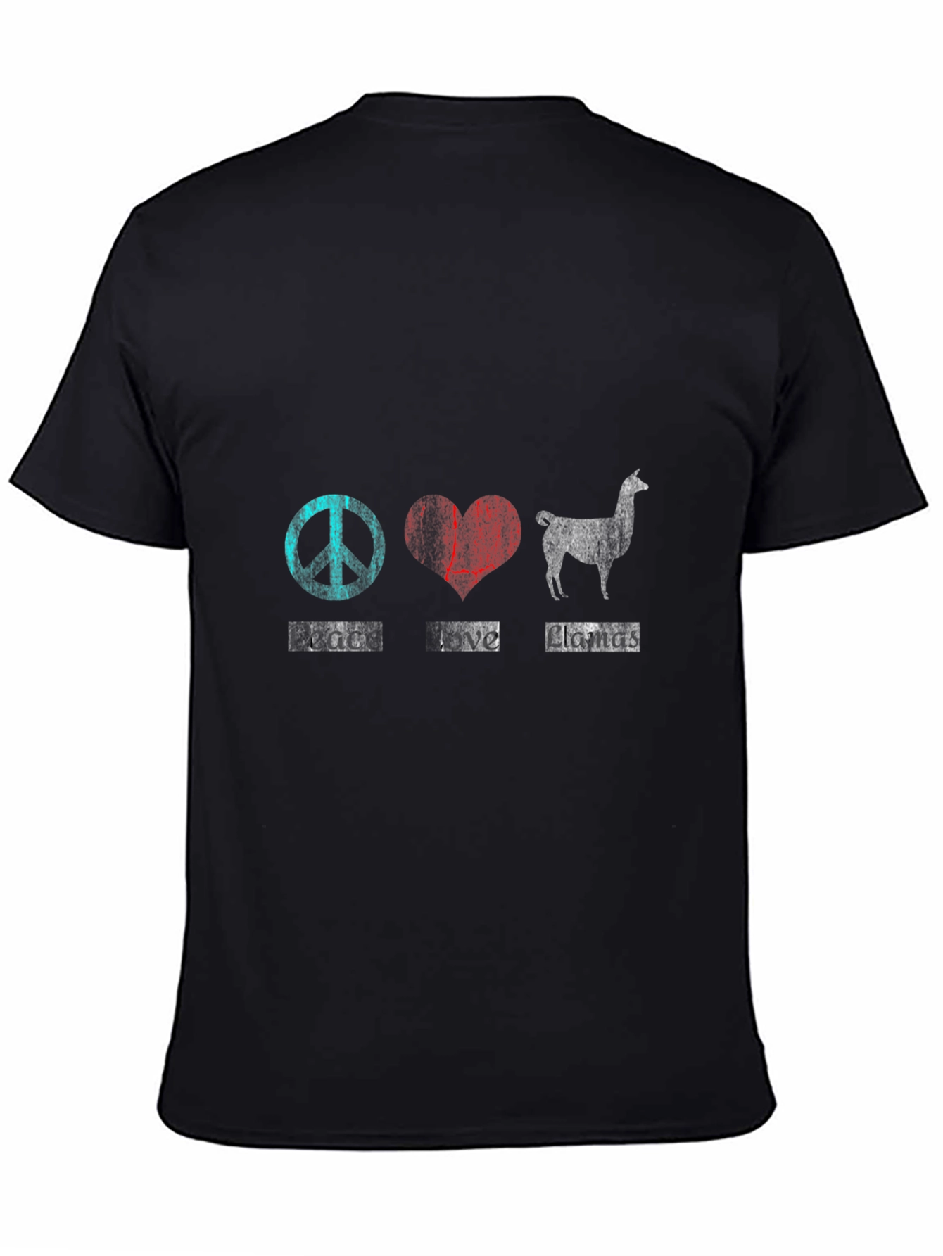 Black Peace Love Llamas T-Shirt Black Cotton view 4