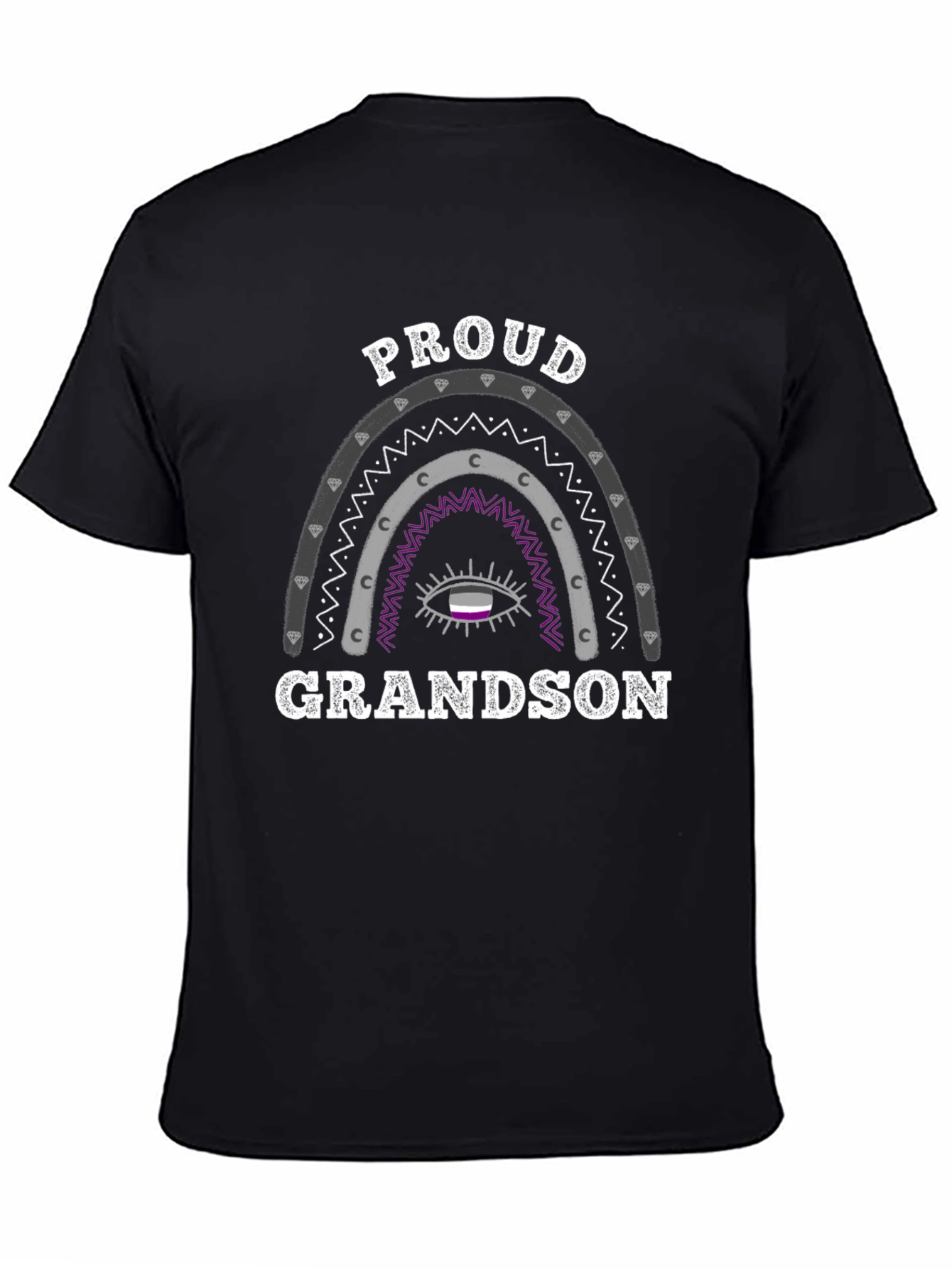 Black Proud Grandson Asexual Pride T-Shirt view 4