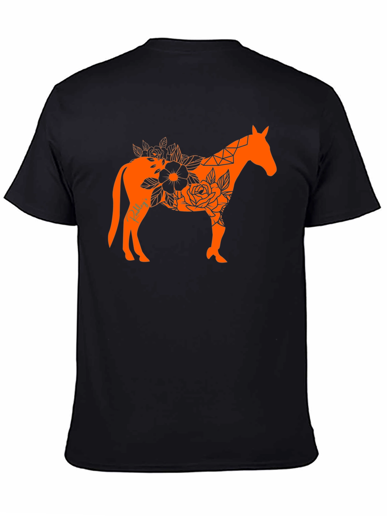 Black Floral Horse Graphic Tee view 4