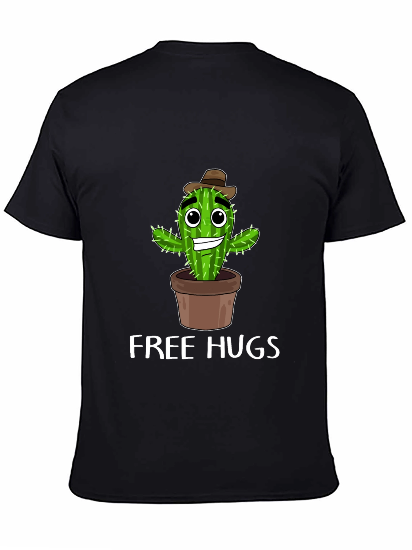 Black Free Hugs Cactus T-Shirt Funny Graphic Tee view 4