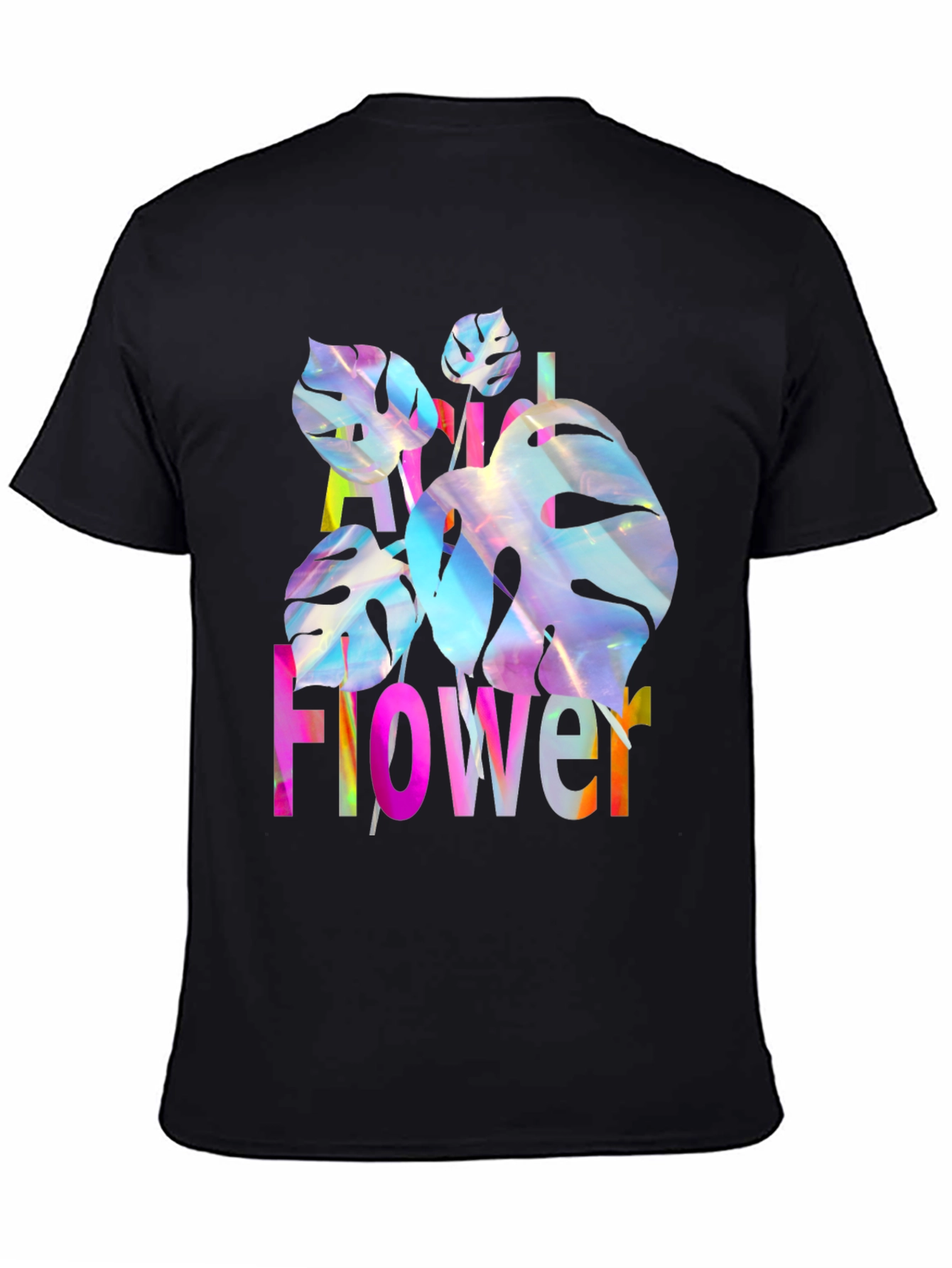 Black Floral Graphic Print Men's T-Shirt view 4