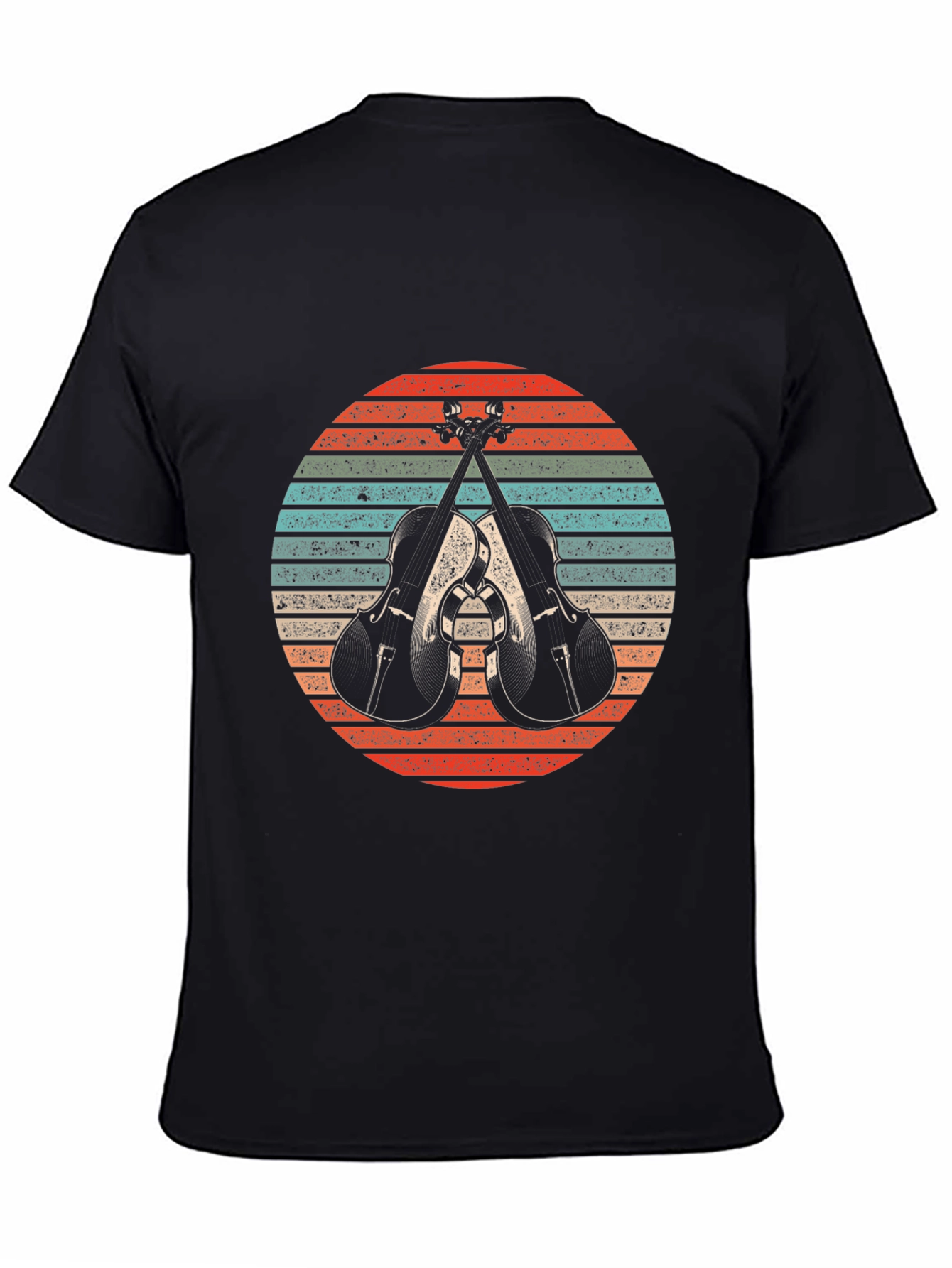 Black Vintage Crossed Cellos T-Shirt - Music Lover Tee view 4