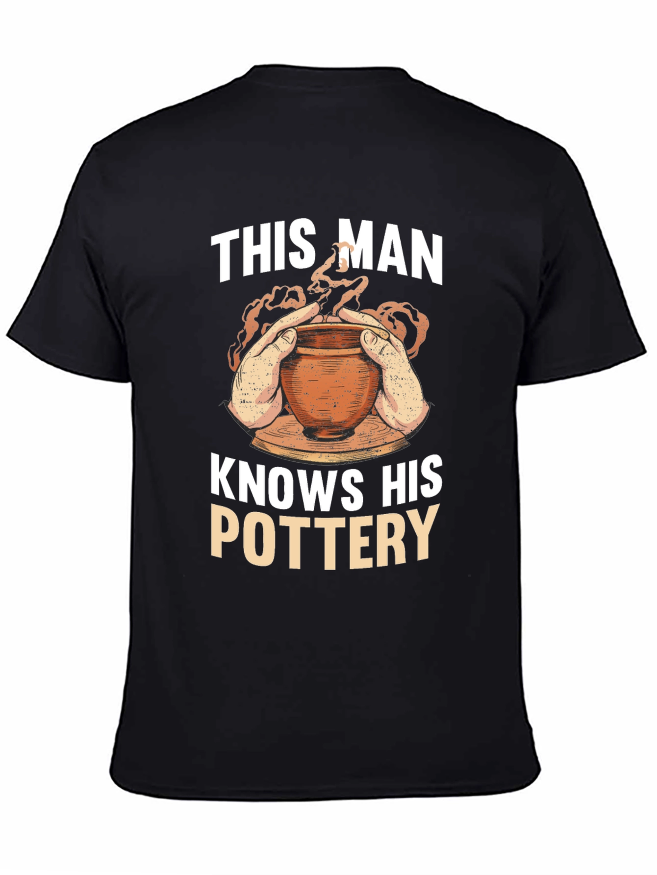 Black Pottery Enthusiast T-Shirt - 'This Man Knows His Pottery' view 4
