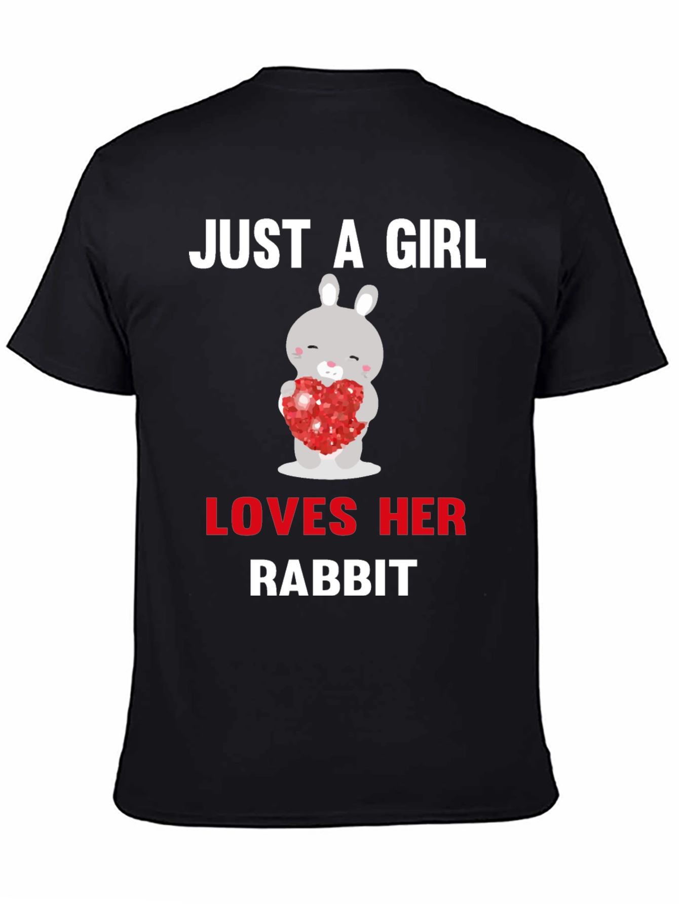 Black Just A Girl Loves Her Rabbit T-Shirt view 4
